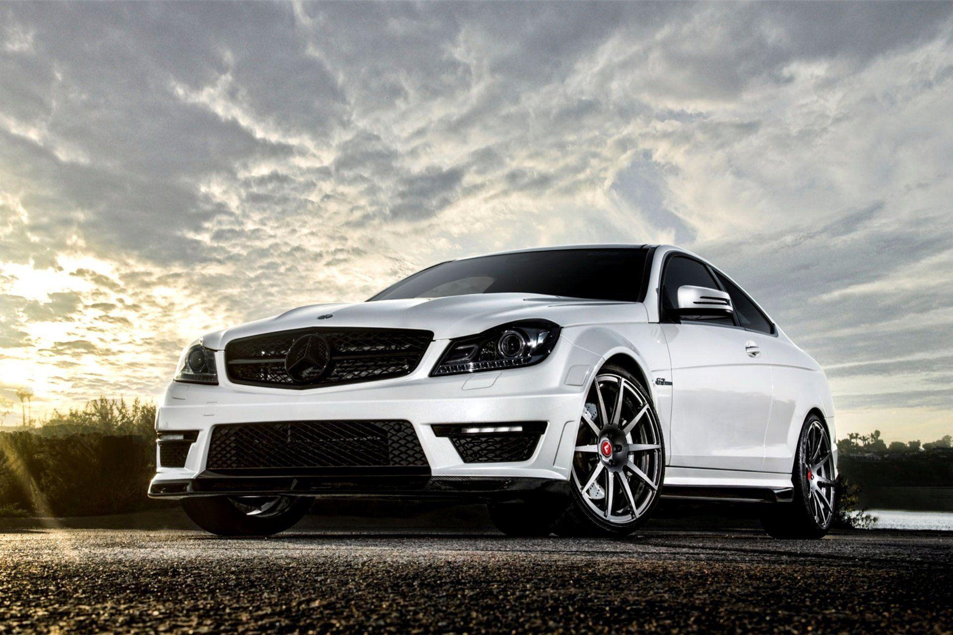 car wallpaper white tuning mercedes benz c63 amg coupe 2012