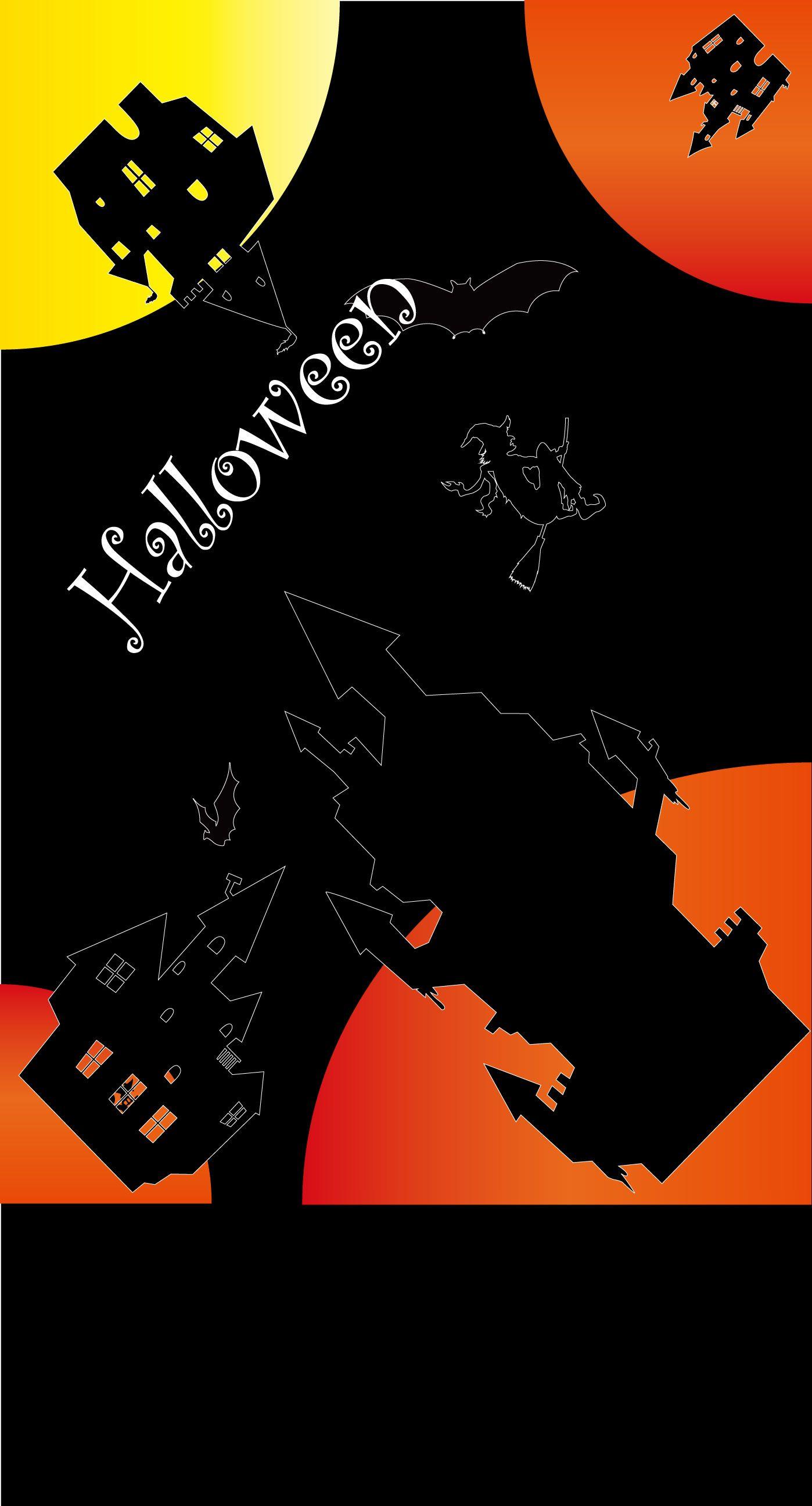 Halloween illustration Orange Black. wallpaper.sc iPhone7Plus