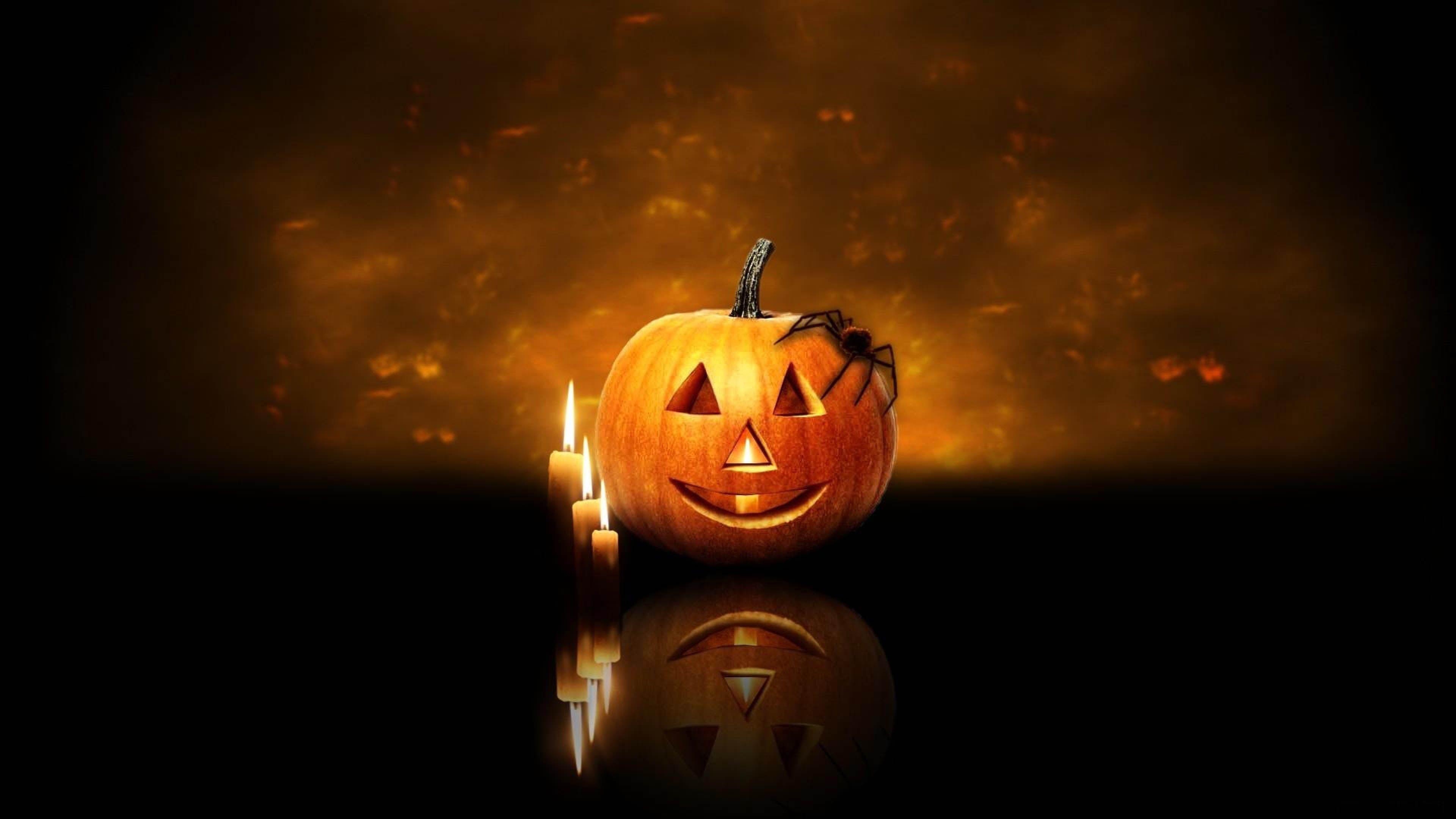 Halloween Holiday: Pumpkin, Candles & Spider 16 9