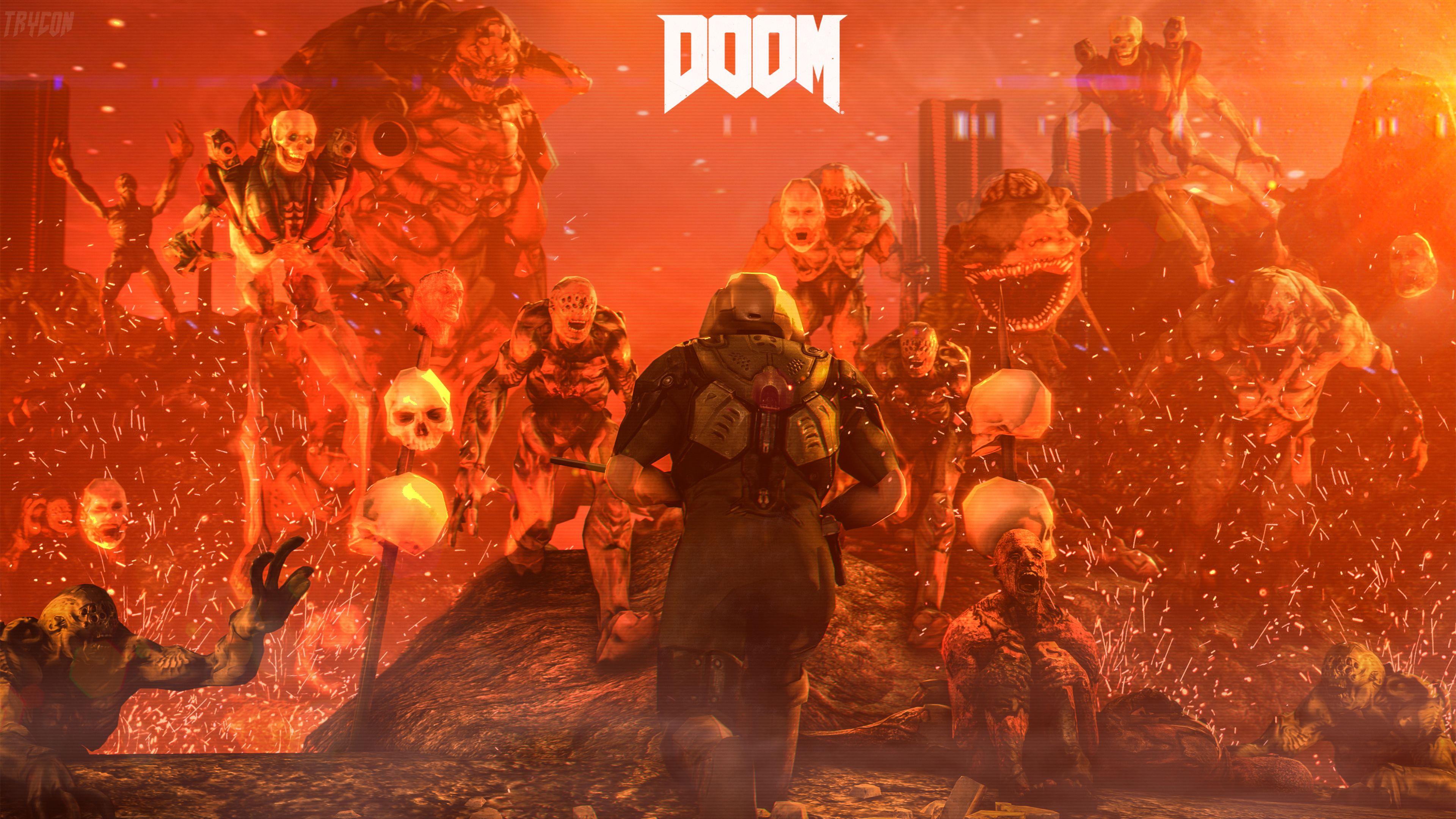 Doom 4 Digital Art. Games HD 4k Wallpaper