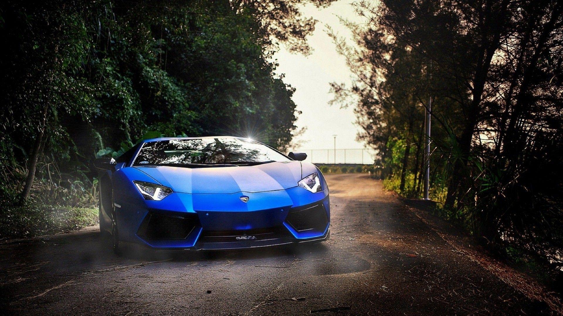 Beautiful Blue Aventador Lamborghini Car Photo