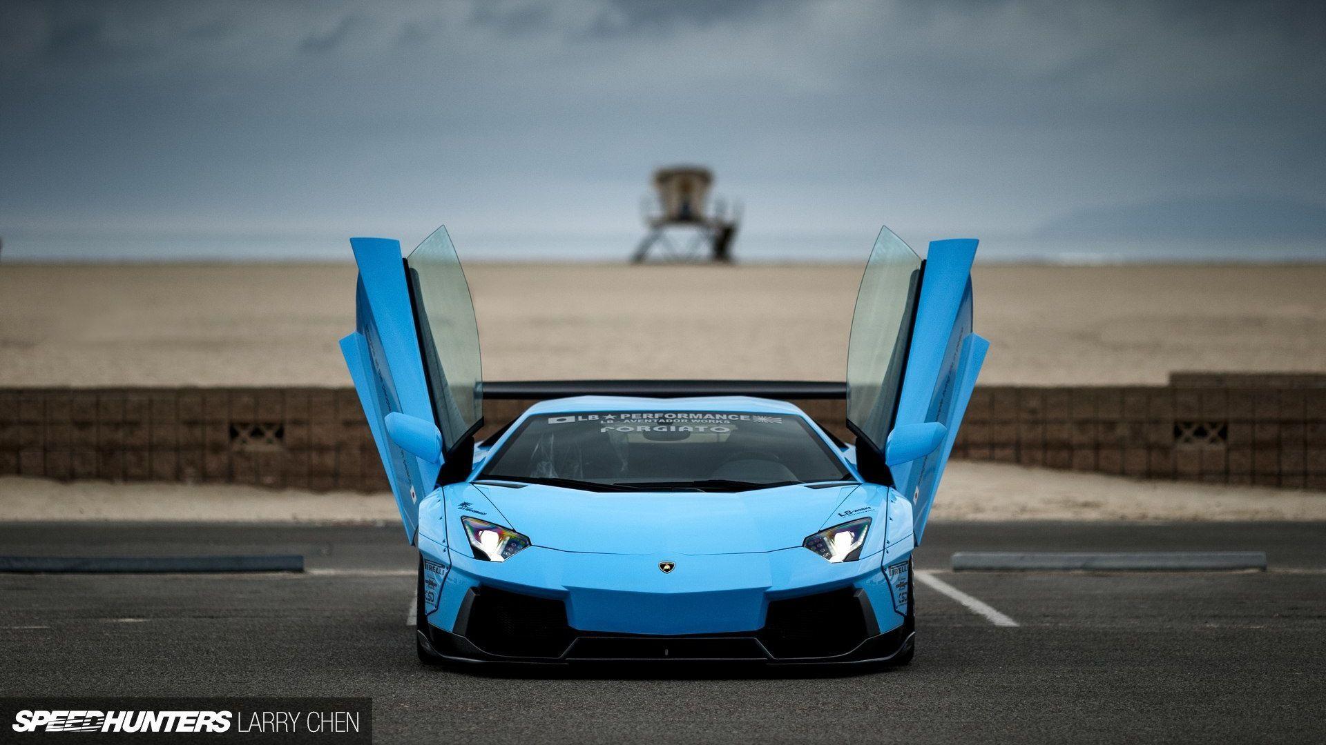 Download Wallpaper 1920x1080 Lamborghini, Aventador, Blue, Front