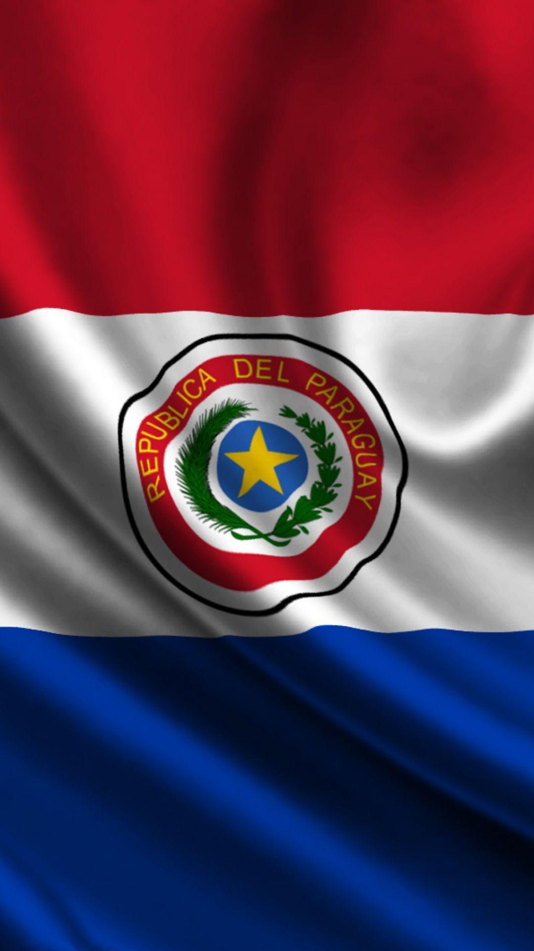 Download Wallpaper 1080x1920 Paraguay, Satin, Flag, Symbol, Star