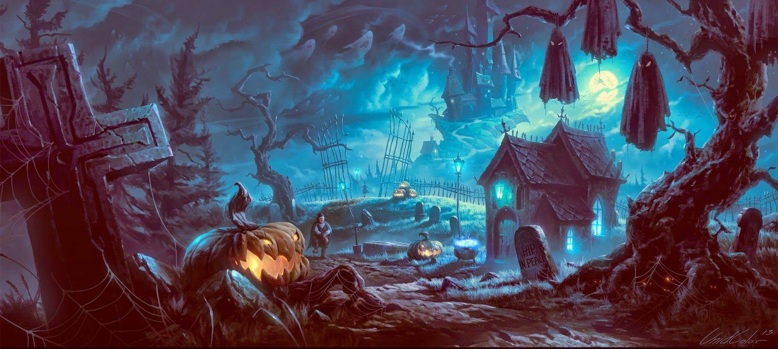 Halloween scary horror nights scarecrow pumpkin haunted house HD