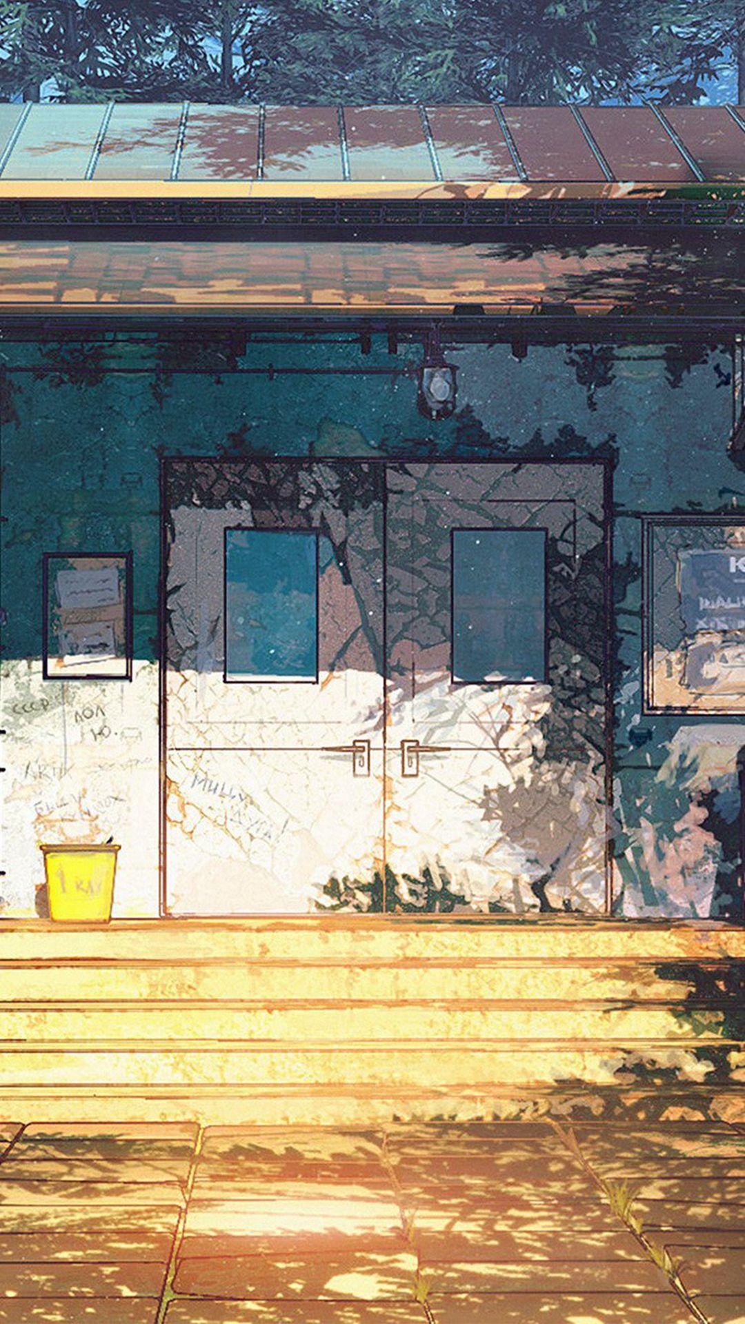 Camp Wood House Anime Illustration Art #iPhone #plus #wallpaper