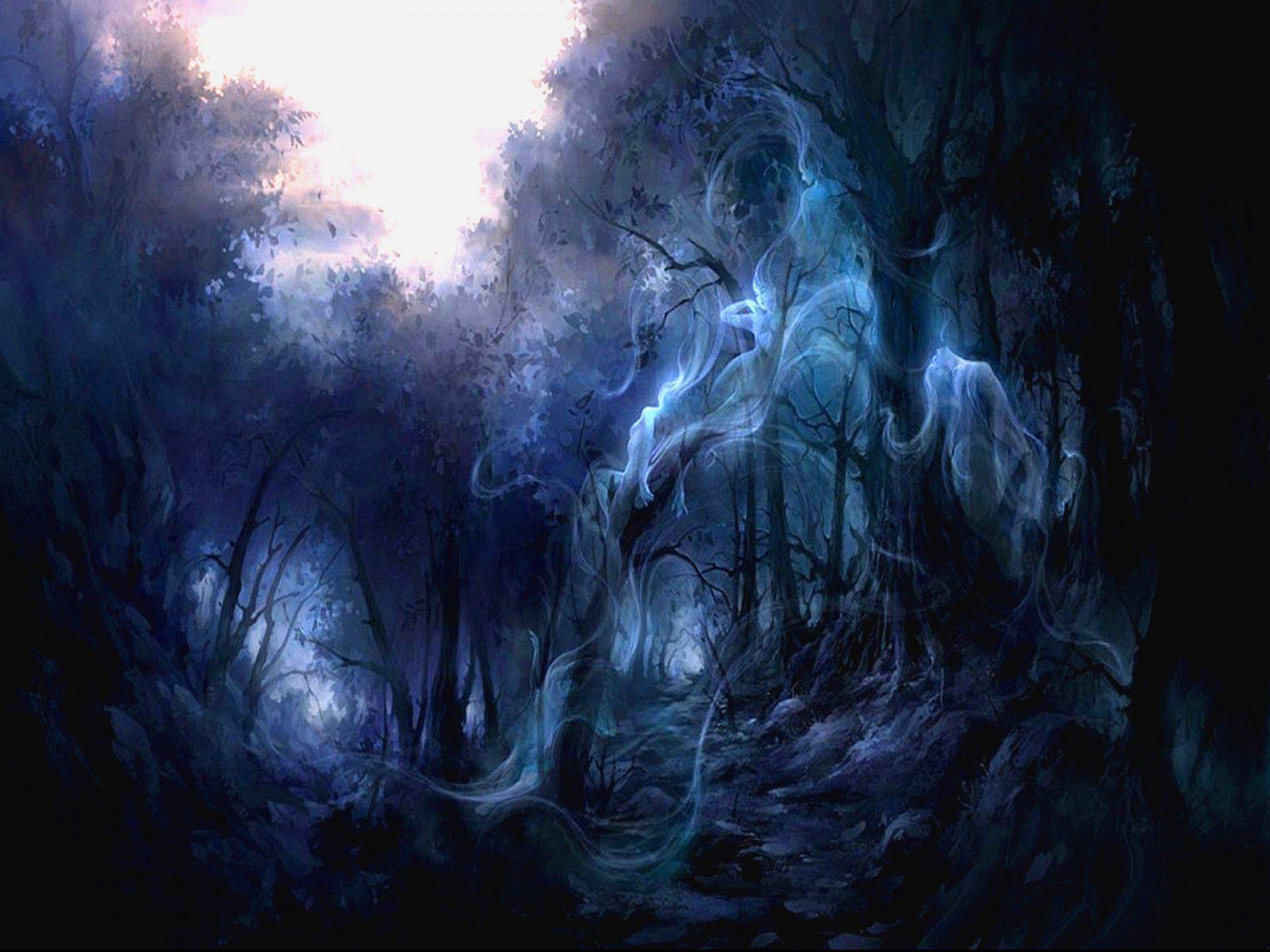 Dark ghost fantasy art artwork horror spooky creepy halloween