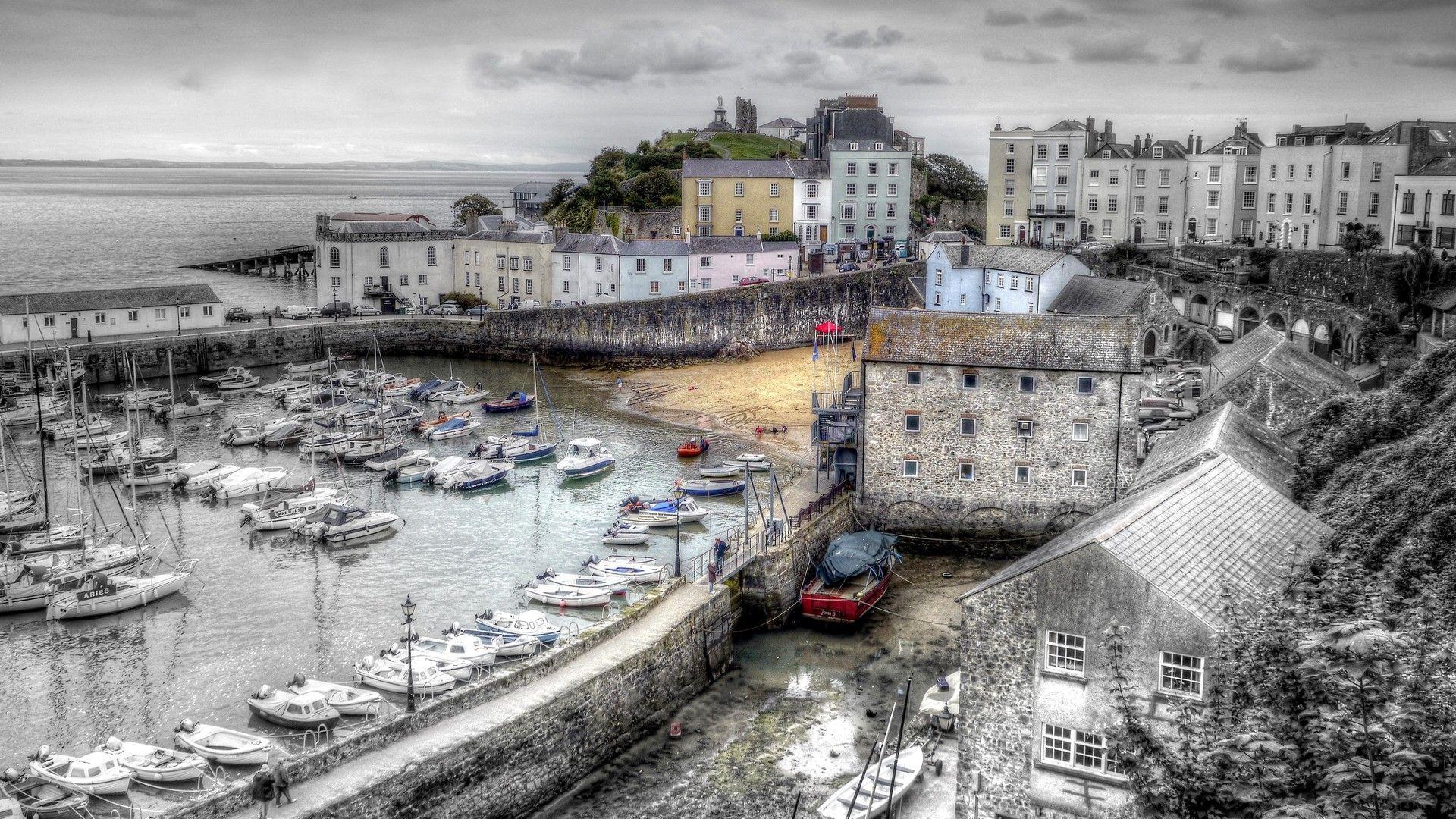 Other: Lovely Tenby Harbour Wales Gray United Kingdom City Seaside
