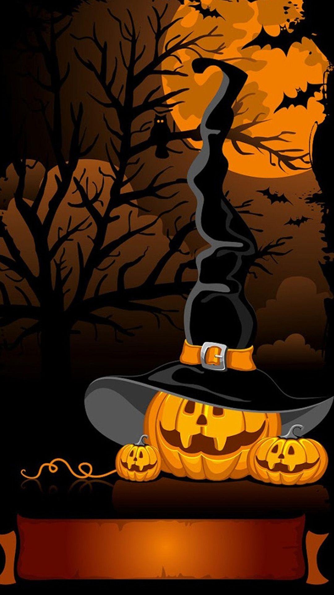 Halloween Pumpkins Witch Hat Samsung Wallpaper. Halloween