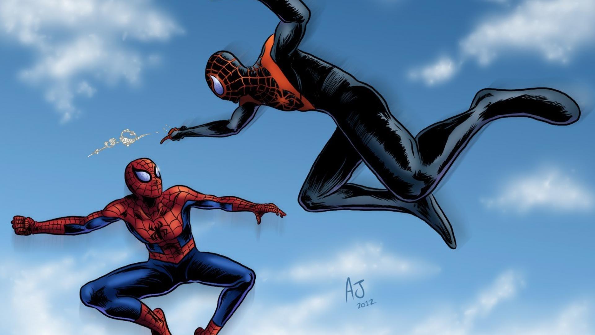 Спайдер мен майлс. Майлз Моралес и Питер Паркер. Spider man Miles morales Питер Паркер. Питер Паркер (Ultimate Marvel). Ультиматум Майлз Моралес.