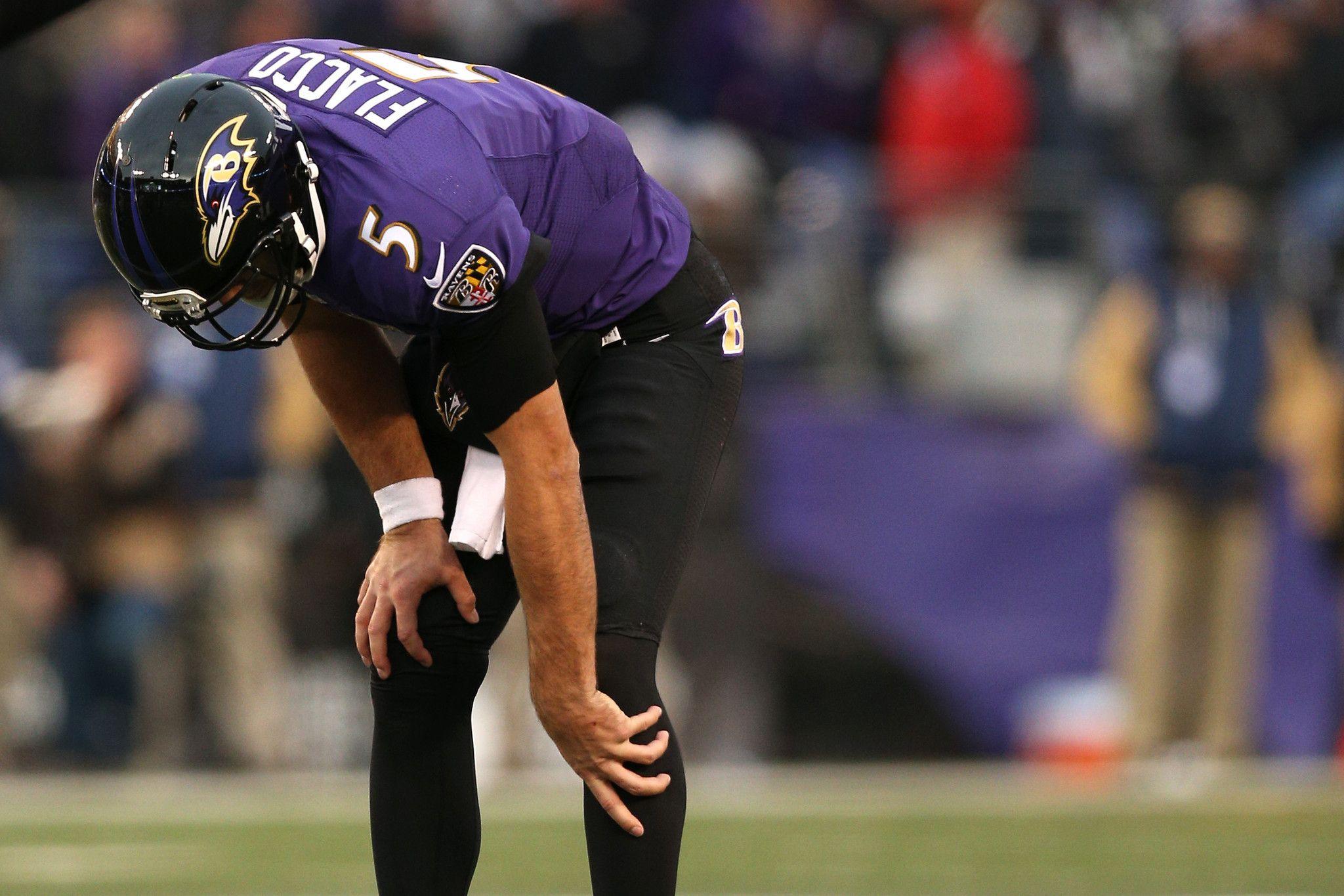 Ravens quarterback Joe Flacco ends his run of durability