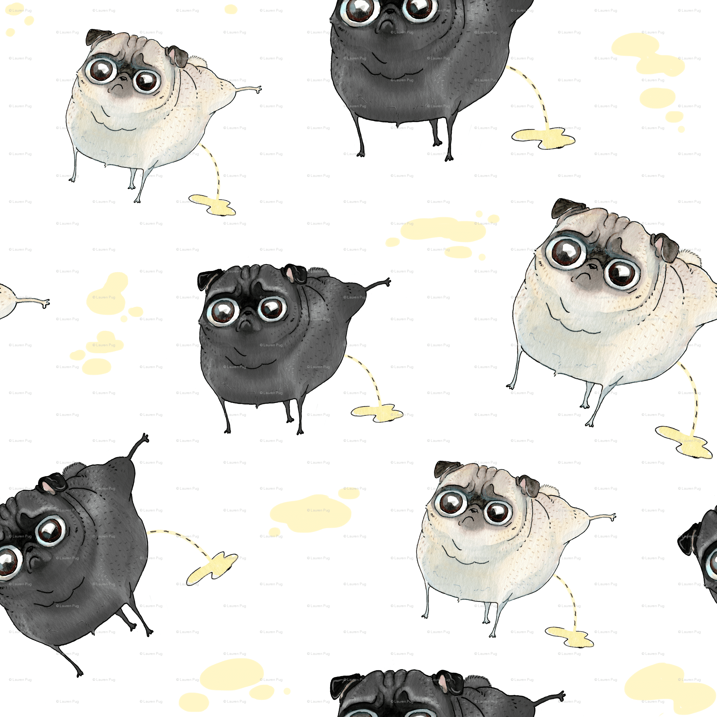 Pee Pilates Pugs (black pug and fawn pug) wallpaper