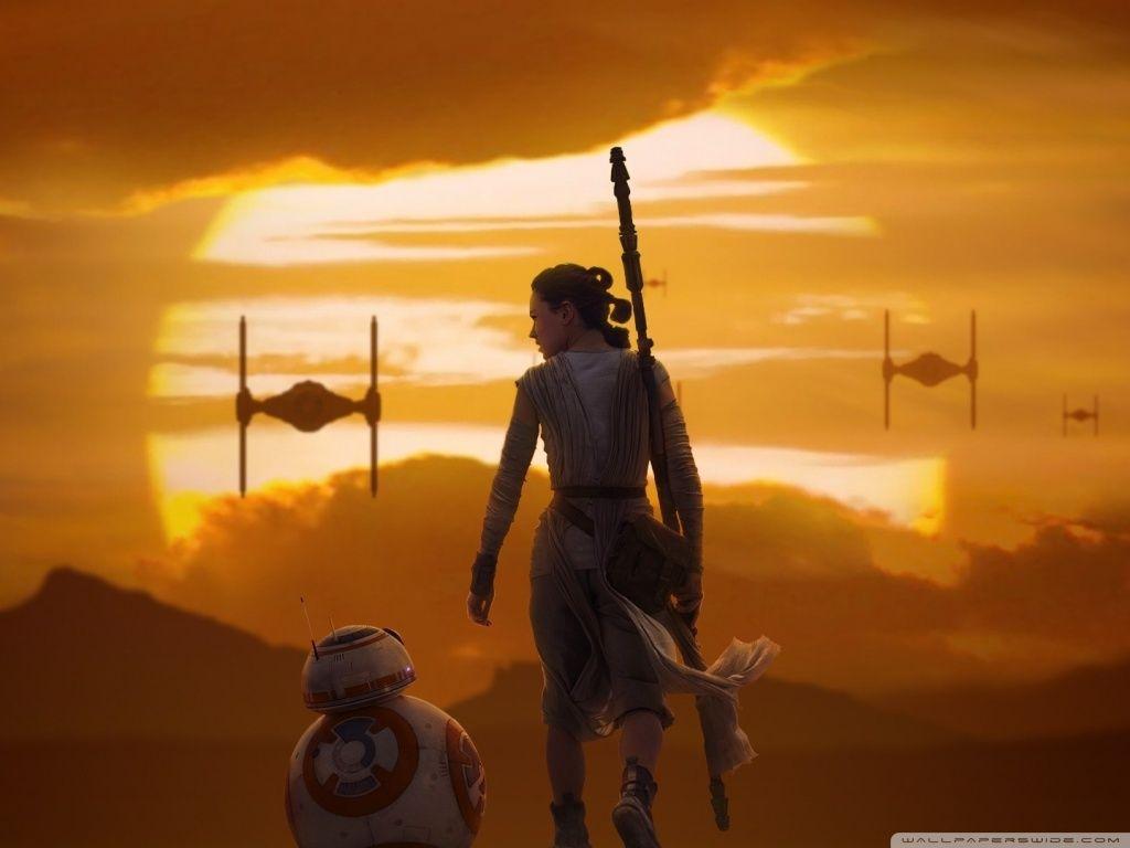 Rey BB 8 Star Wars The Force Awakens HD desktop wallpaper