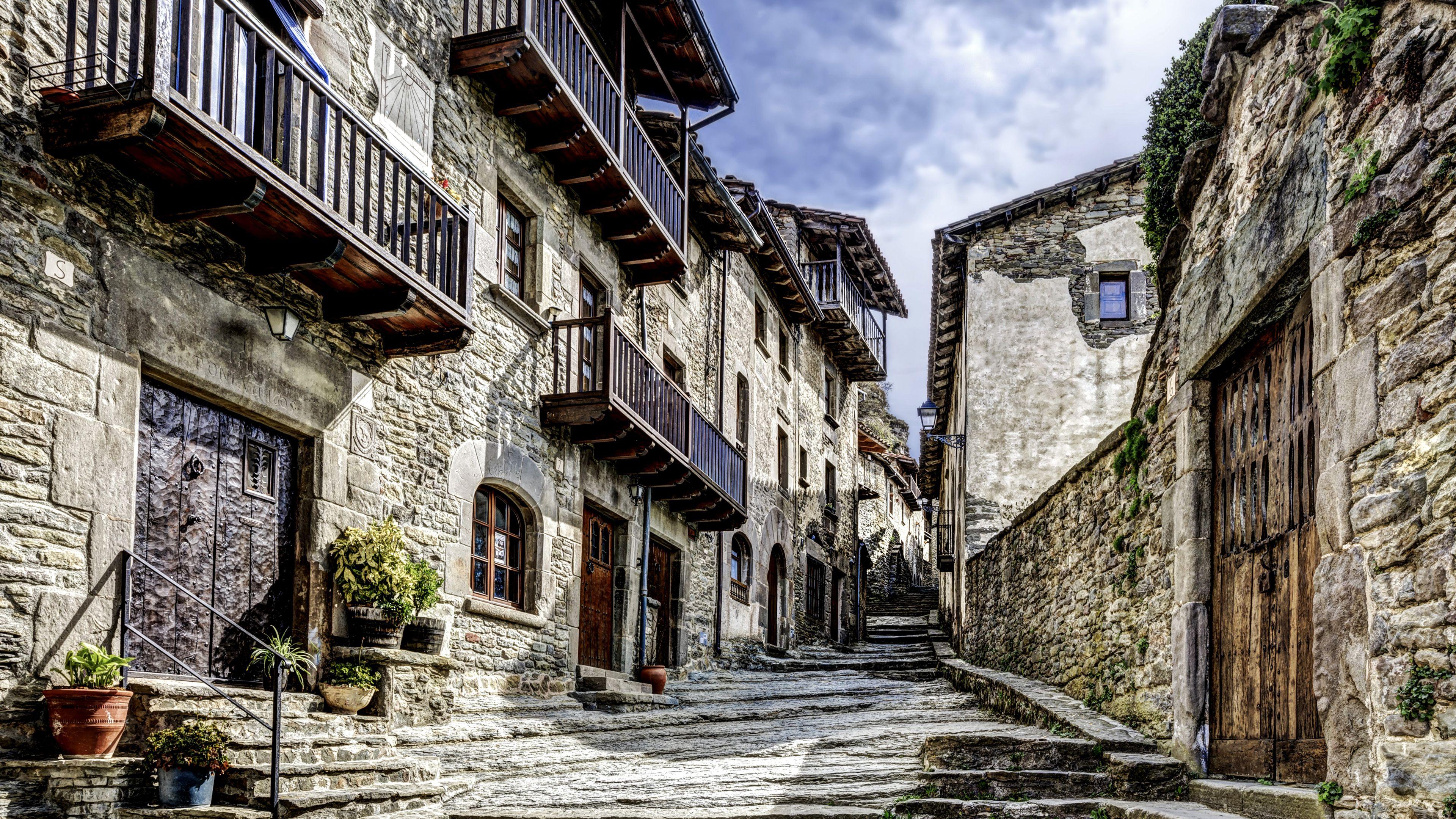 Wallpaper Spain catalonia stairway Street Stone Cities 3840x2160