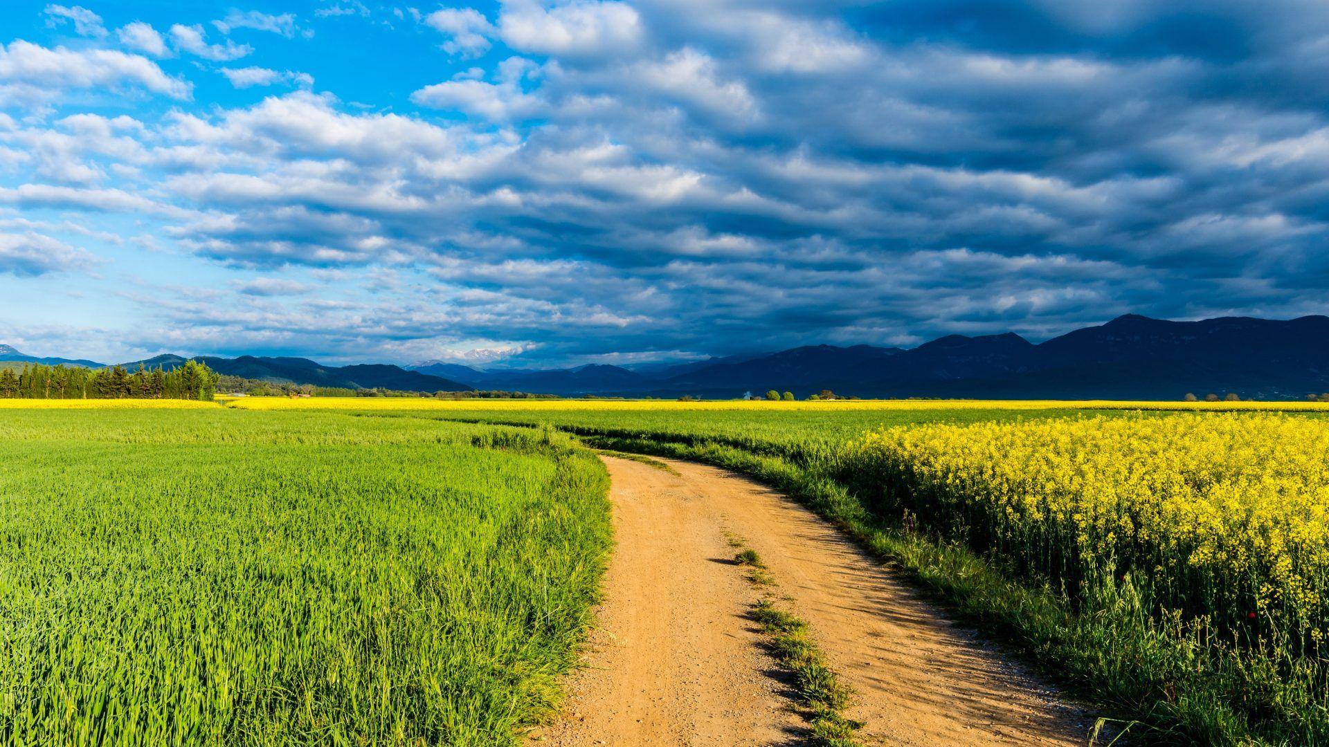 Landscapes: Clouds Catalonia Sky Roads Fields Nature Spain Picture