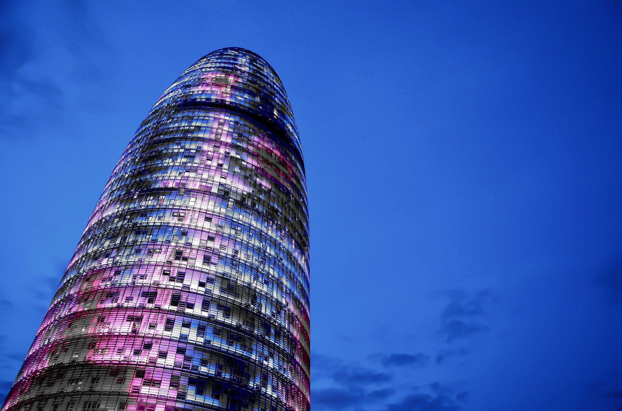 Architecture Barcelona Blue Building Site Catalonia Evening Sky
