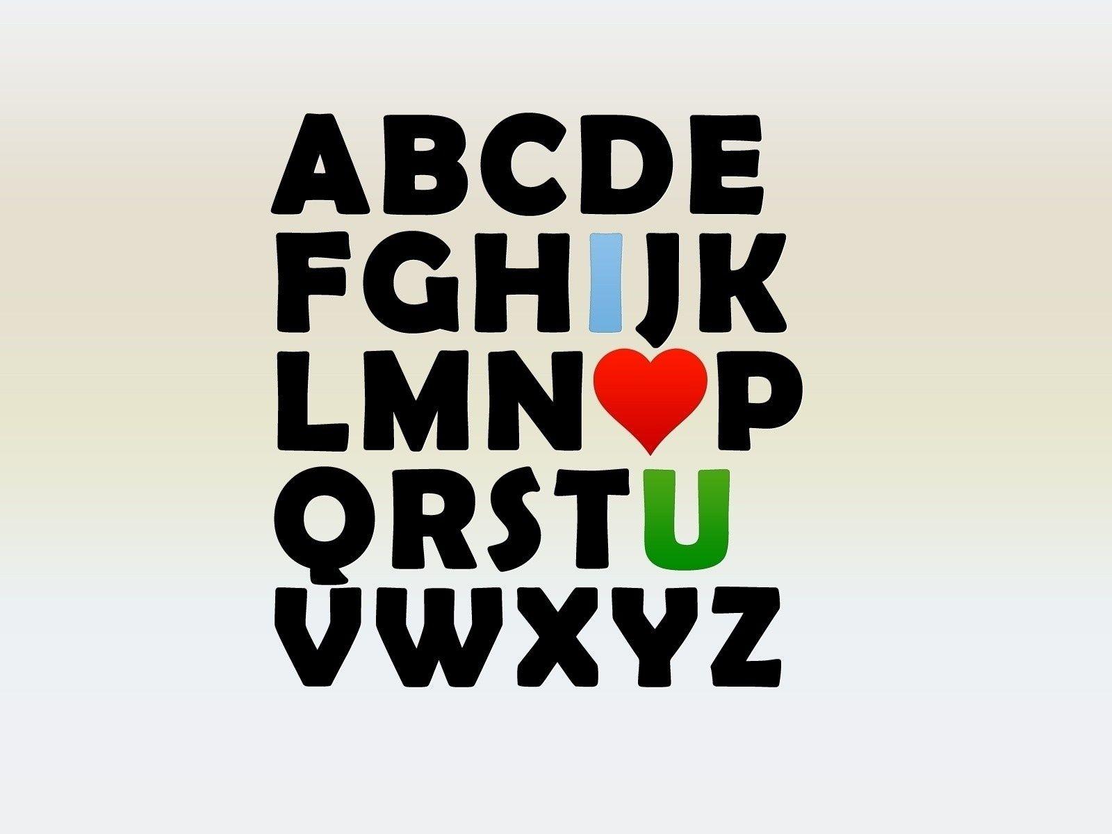 I Love U Alphabet desktop PC and Mac wallpaper