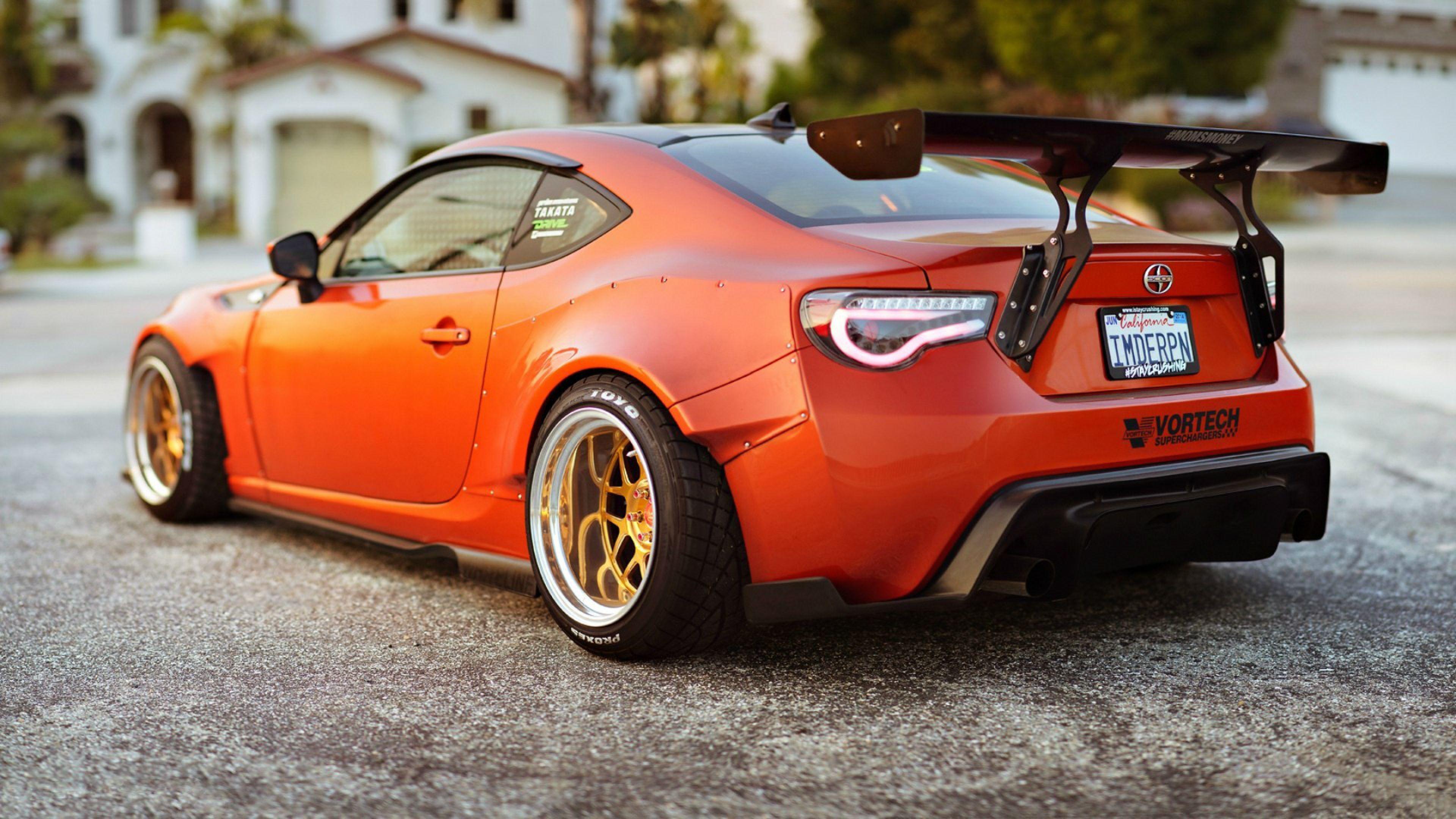 Download Wallpaper 3840x2160 Scion Fr S, Red, Side View 4K Ultra