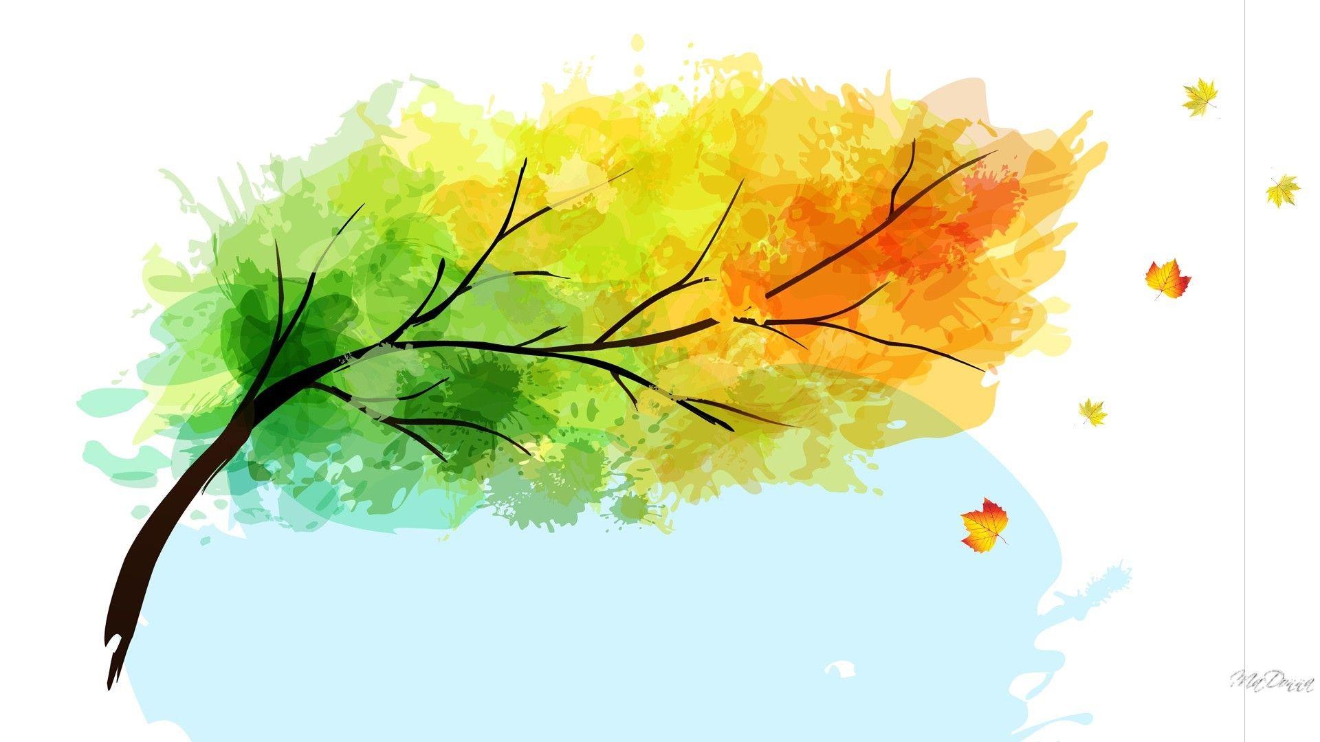 Forces of Nature: Fall Bright Color Leaves Tree Breeze Autumn Wind