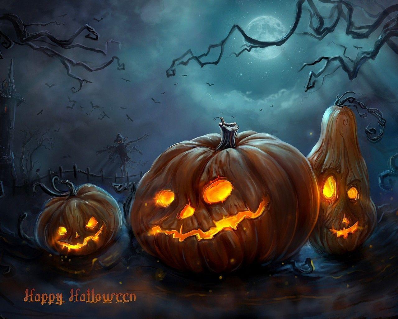 Horror lights happy halloween pumpkins colors wallpaper