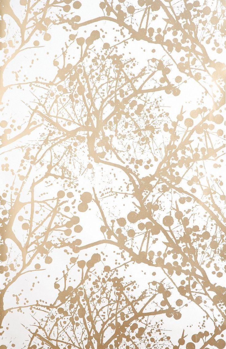 3D White And Gold Wallpaper / Modern Floral Seamless Pattern Black