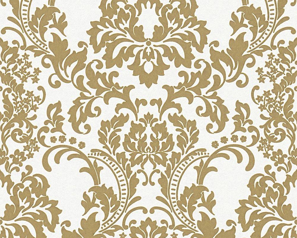 Wallpaper paintable baroque white gold Architects Paper Pigment