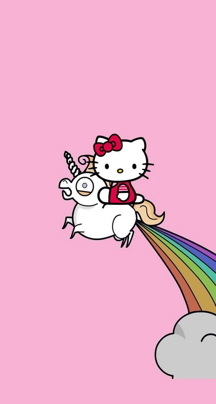 Hello Kitty Unicorn and pink iPhone wallpaper
