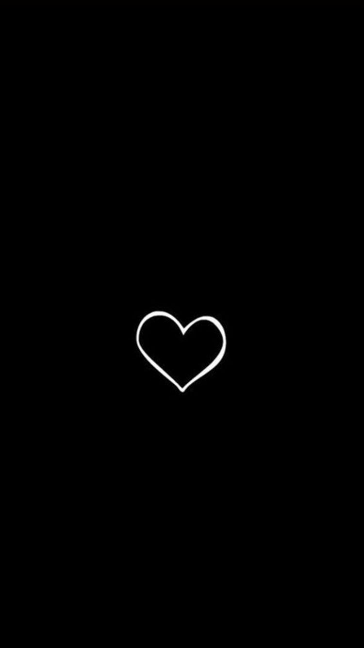 Simple Heart Symbol Black Background iPhone 6 Wallpaper