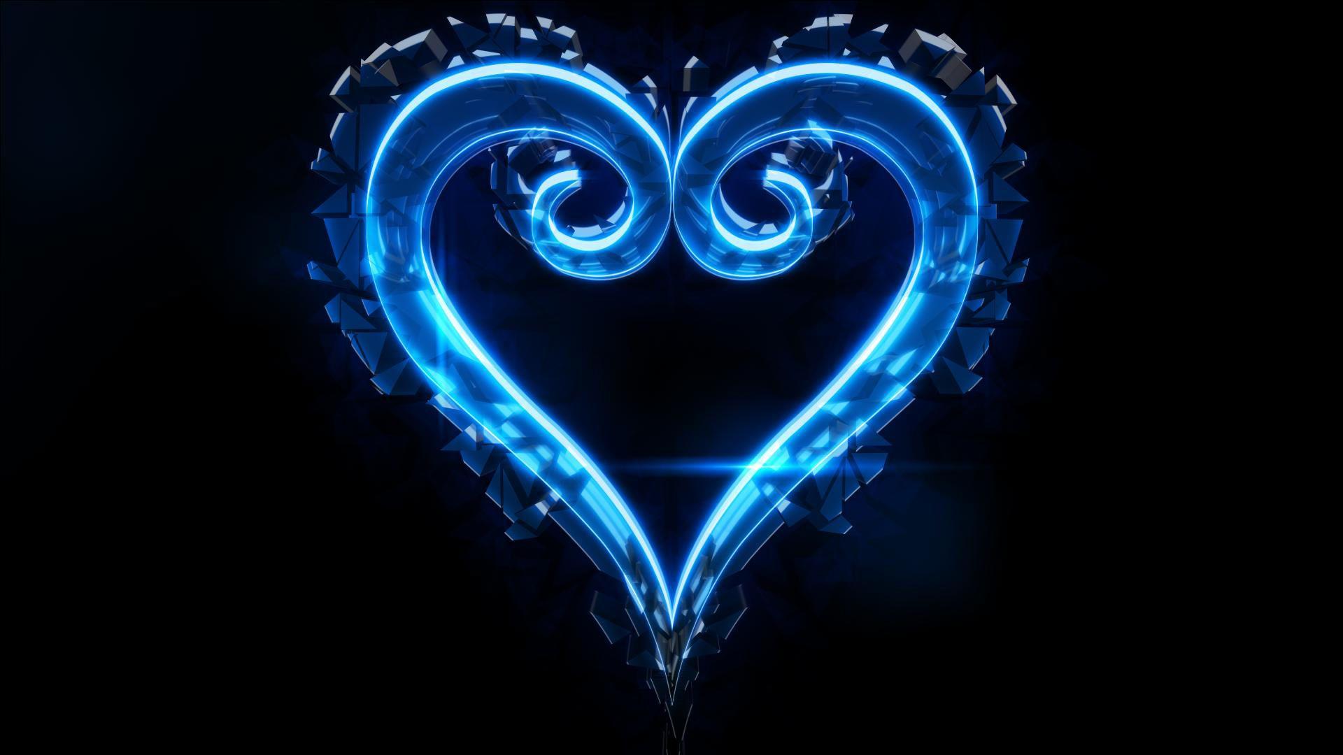 Blue Neon Heart Full HD Wallpaper and Backgroundx1080