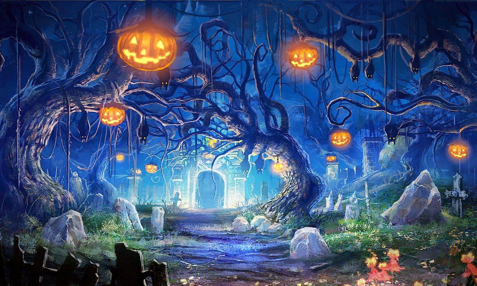 Halloween scary horror nights scarecrow pumpkin haunted house HD image