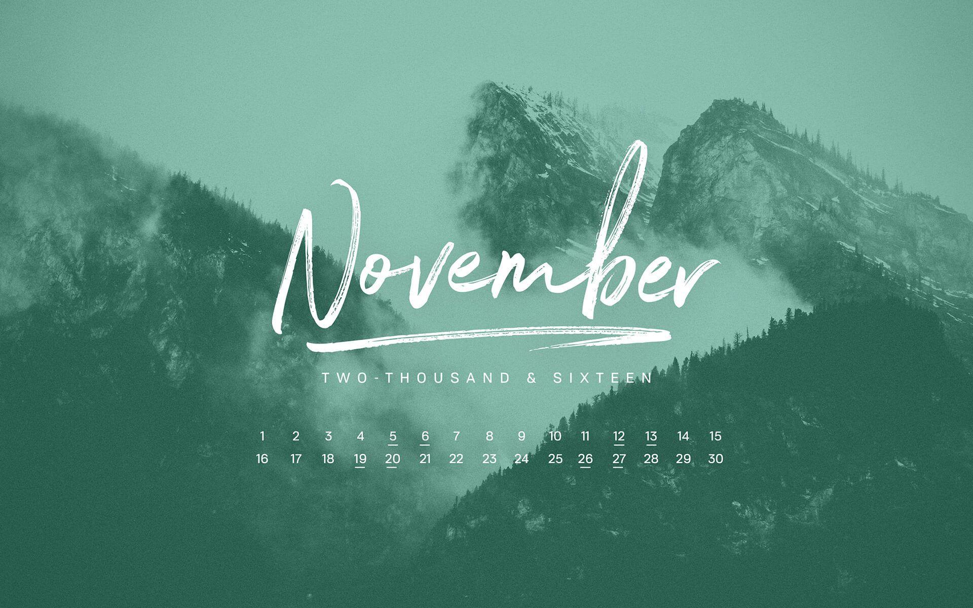 November 2016 Desktop Calendar Wallpaper