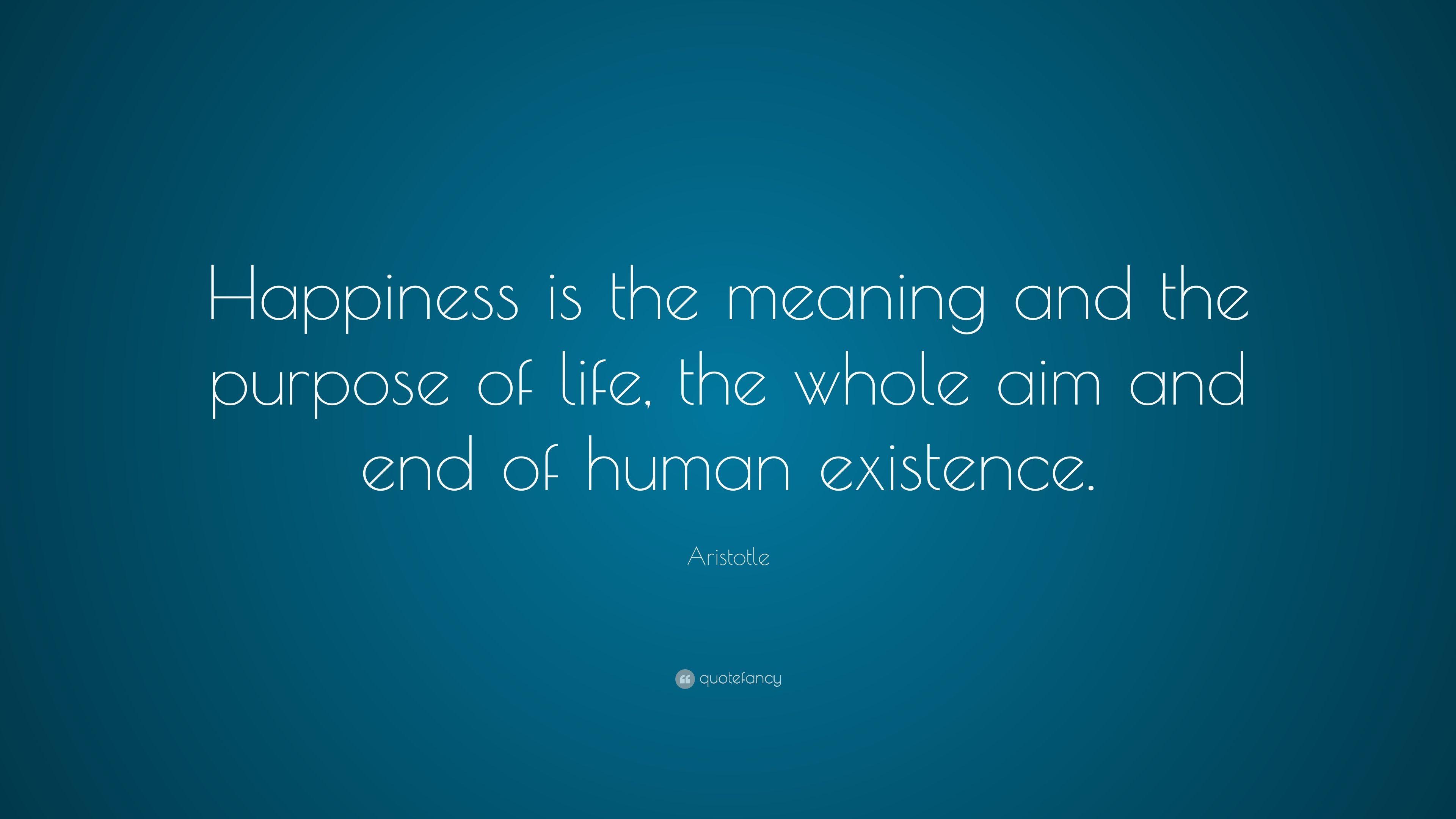 Aristotle Quote: “Happiness is the meaning and the purpose of life