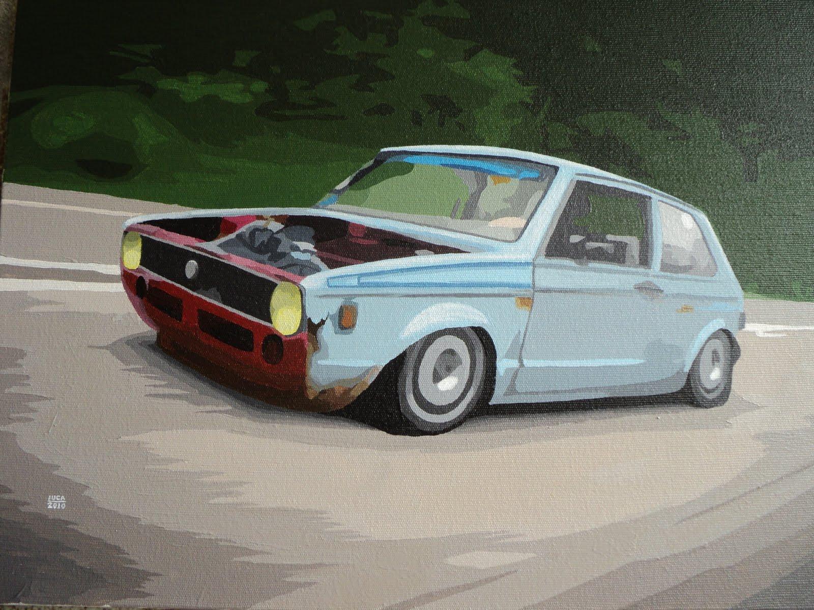 Car Art: Volkswagen Golf MK1 on canvas 30x40 cm