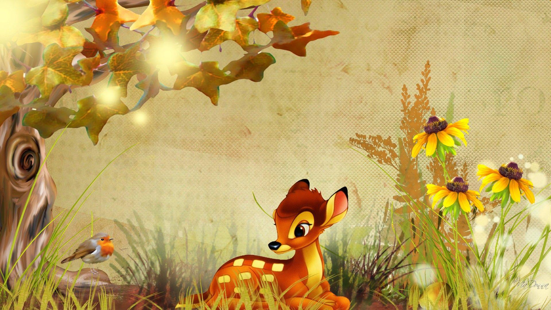Simply: Fall bambi lights disney fawn grass leaves