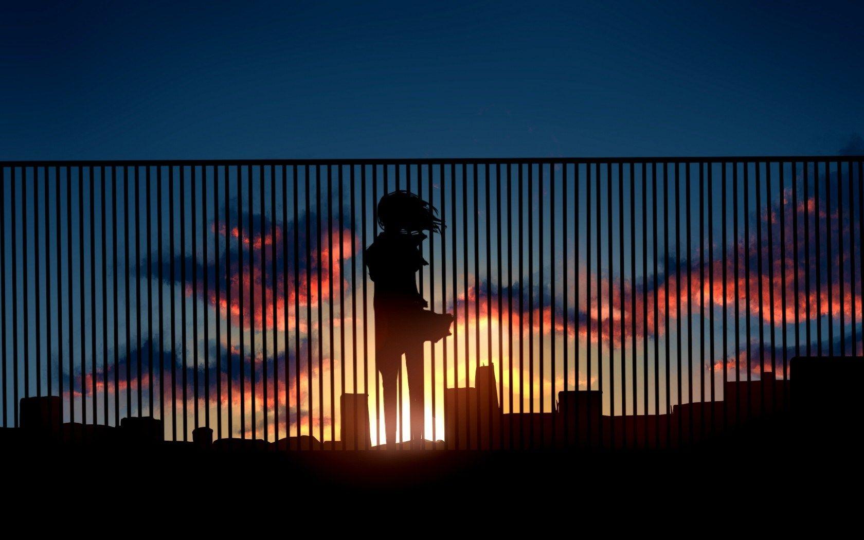 City Girl Art Sunset Blue Sky Clouds Anime HD Wallpaper. Cool