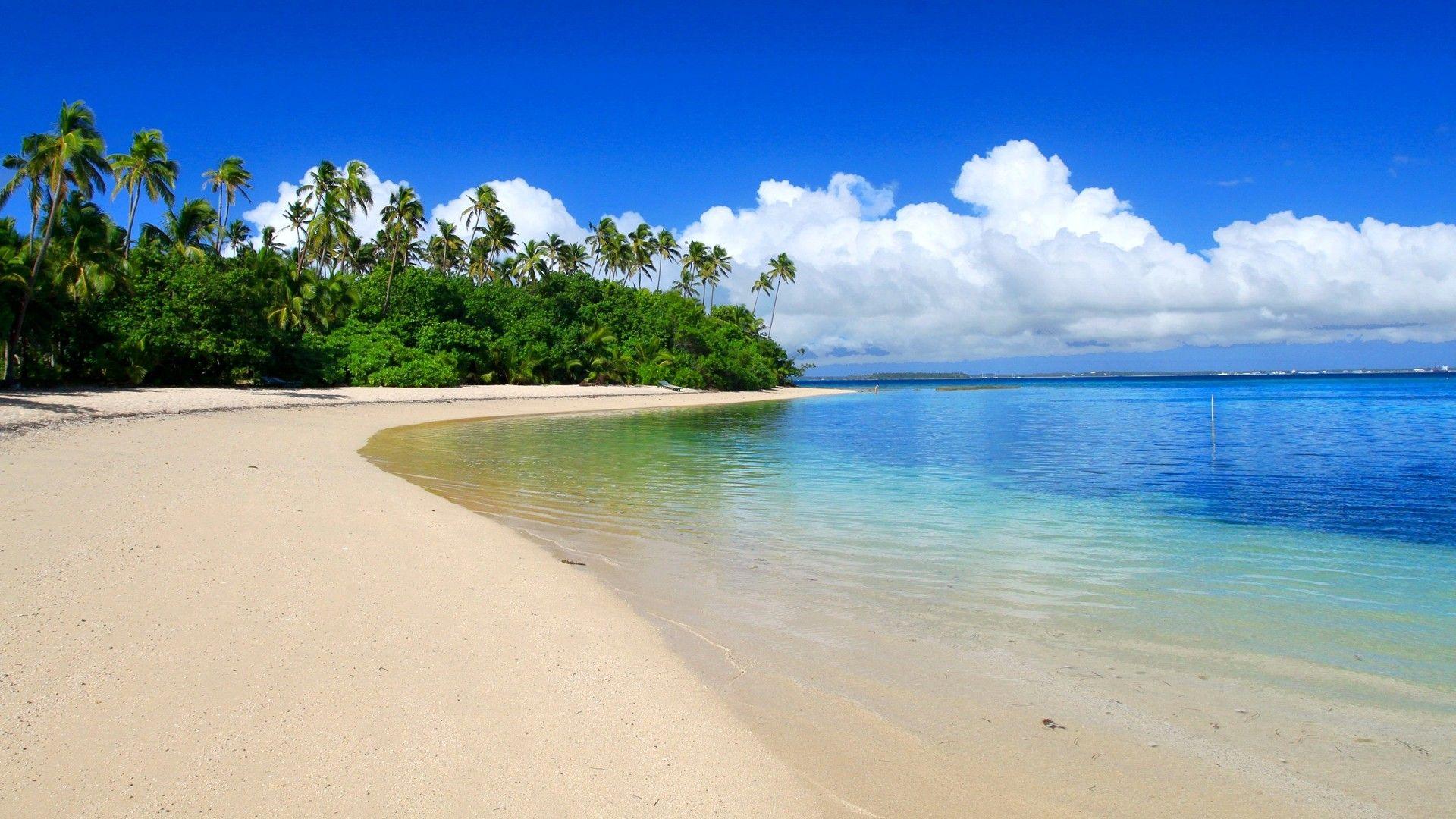 Beaches: Pretty Morning Beach Fafa Island Tonga Ocean Clouds