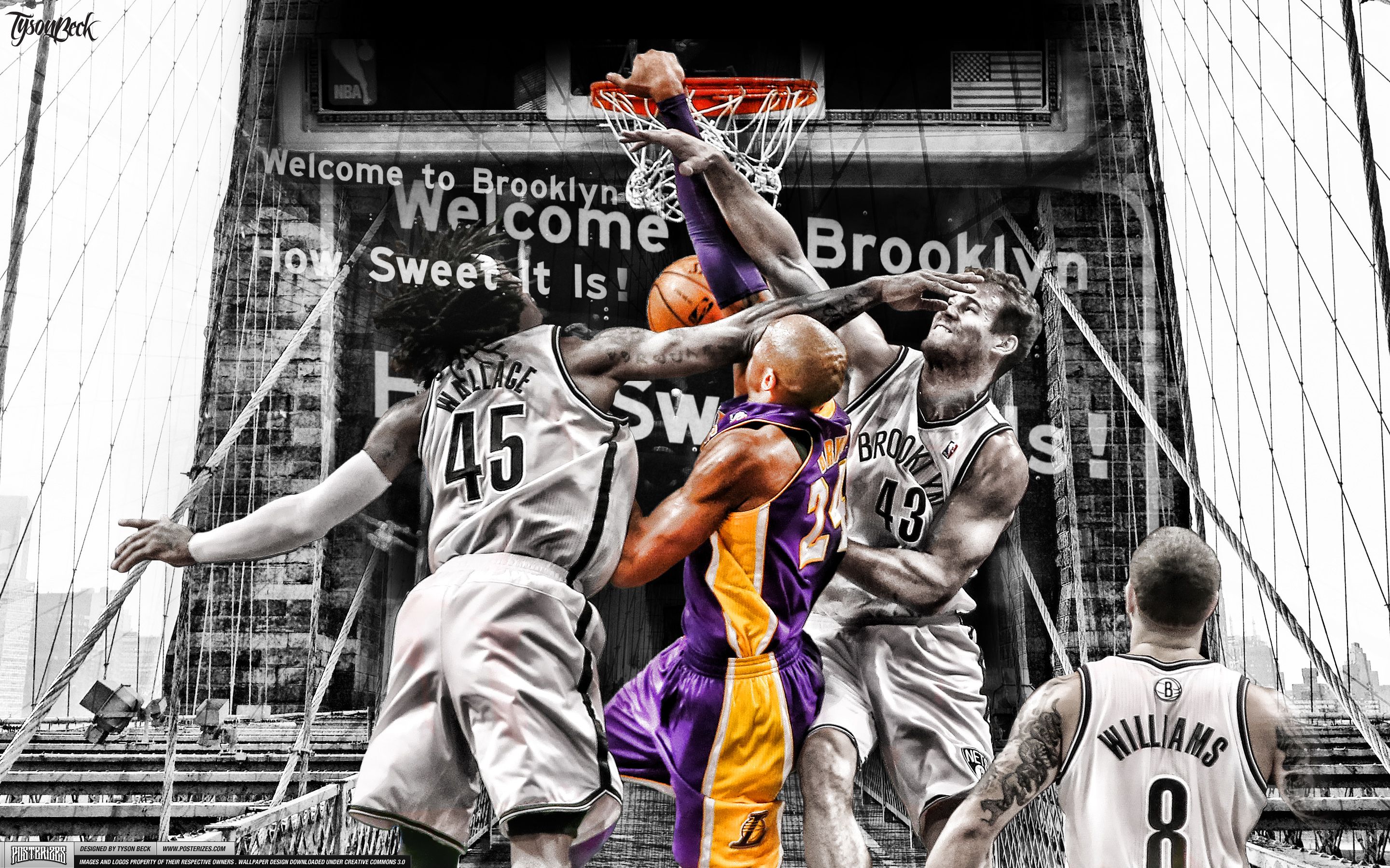 Kobe dunks on Brooklyn (NBA Wallpaper). Lakers Obsessed