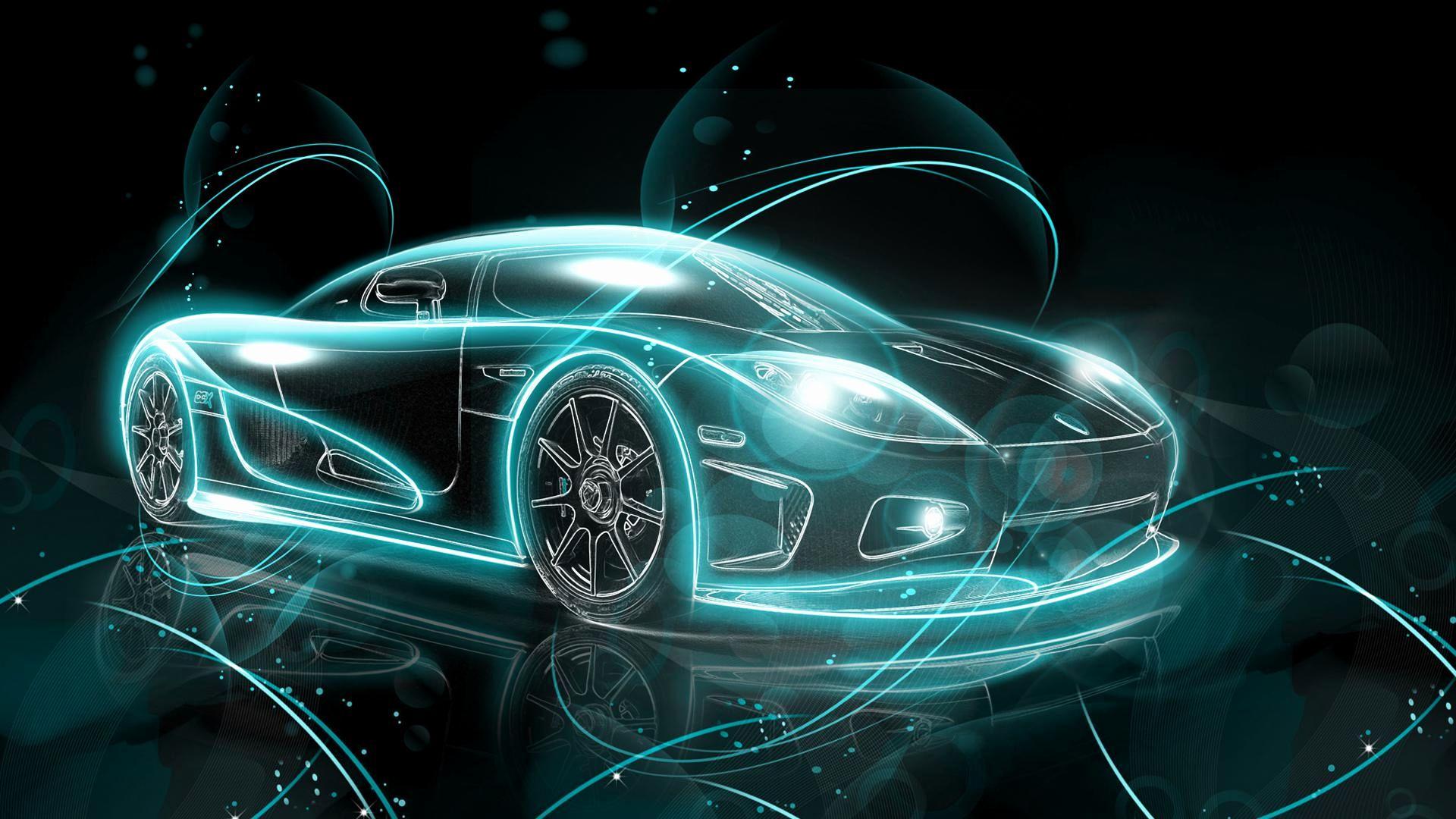 3d Neon Car Wallpaper