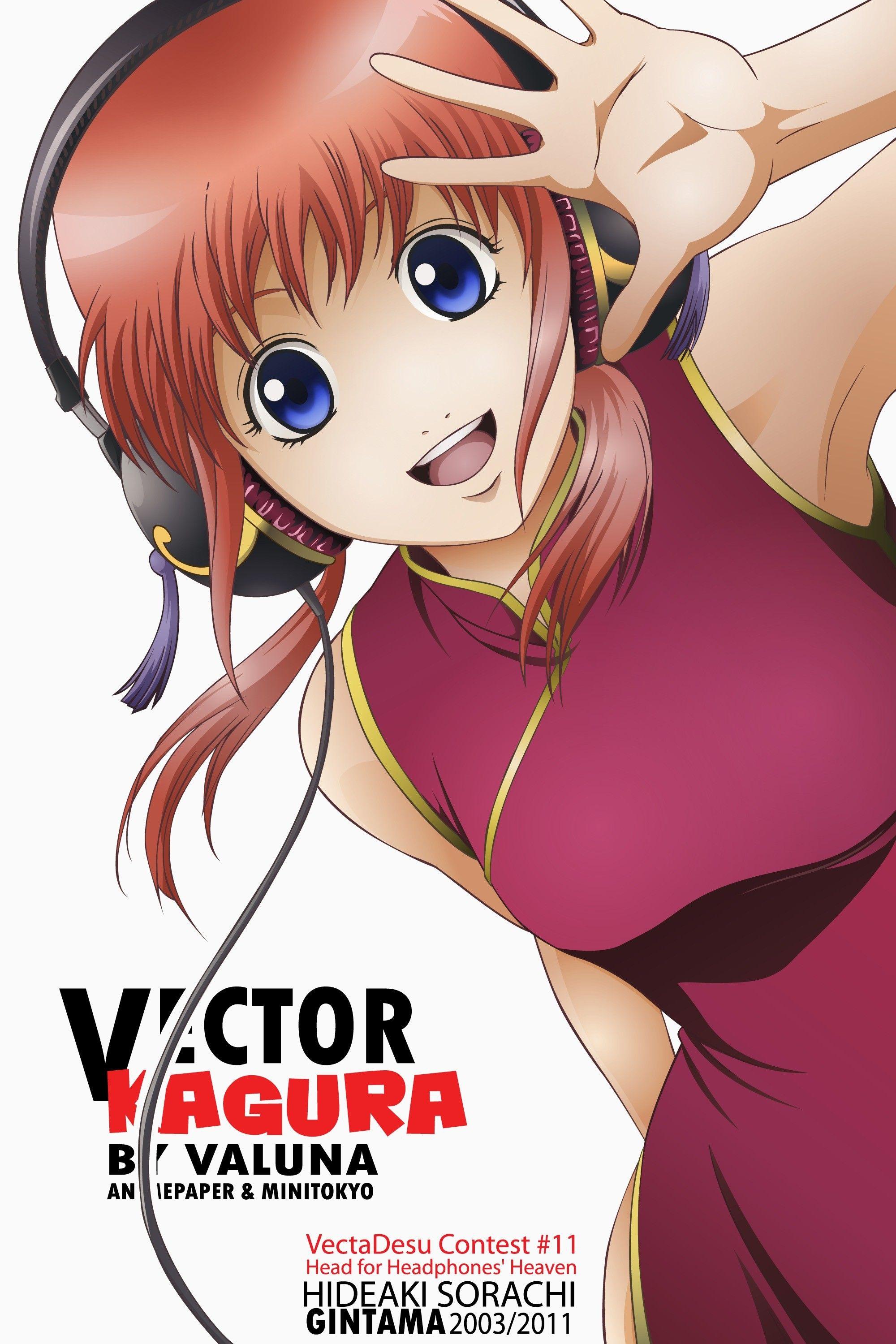 Headphones redheads vectors Gintama Kagura anime anime girls