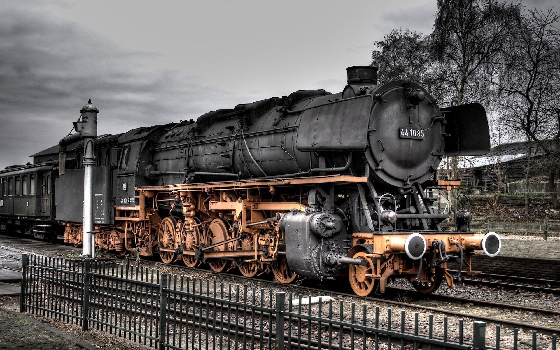 steam engine trains. steam train with colours enhanced into