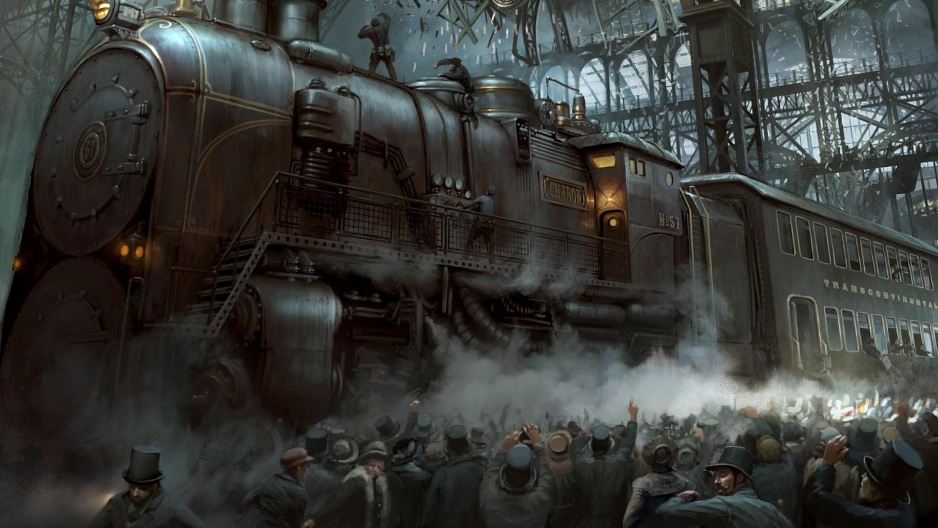 FANTASY TRAIN ART. Steampunk 1920x1080 Picture Wallpaper, Train