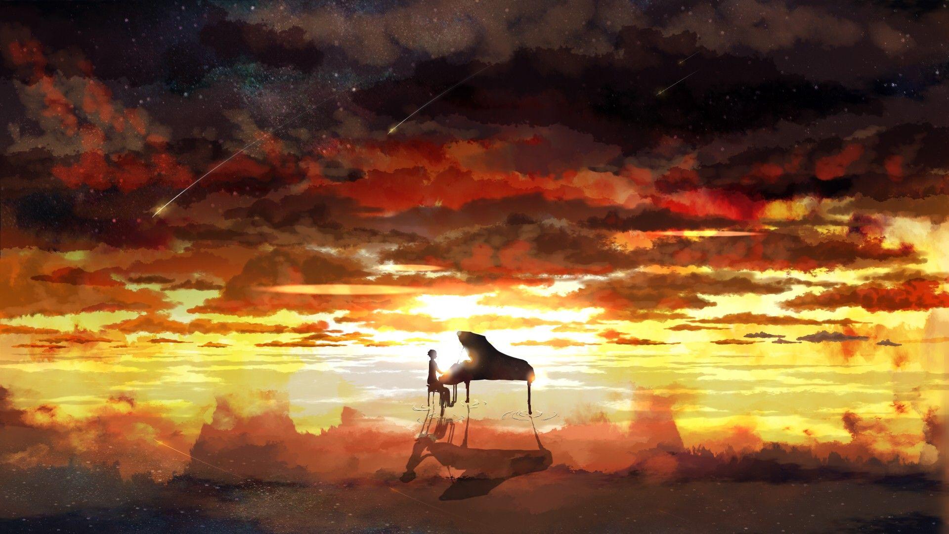 Piano Rising Sun Anime Wallpaper