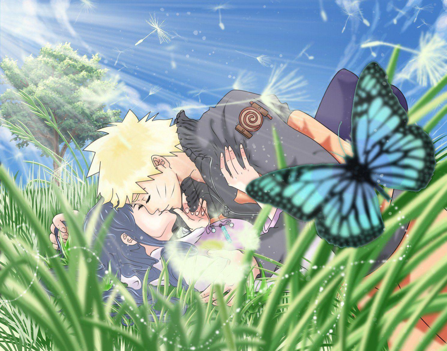 Naruto Shippuuden Uzumaki Hyuuga Hinata Anime Kissing Butterfly