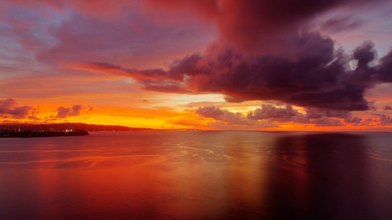Sunset: Vanuatu Fly Sunset Ocean Palm Sky Light Plane Wallpaper