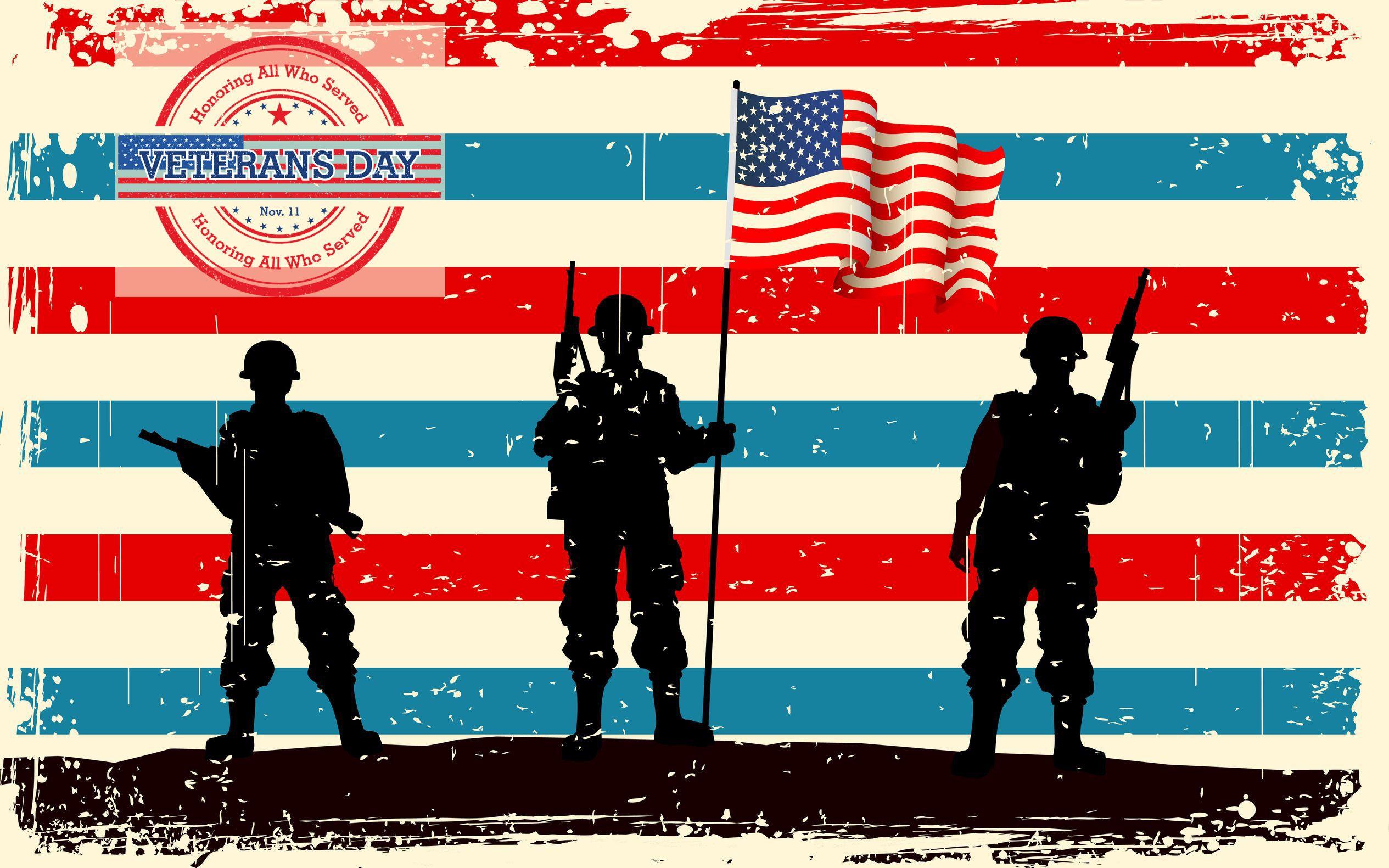 Happy Veterans Day Background Silhouette HD Wallpaper