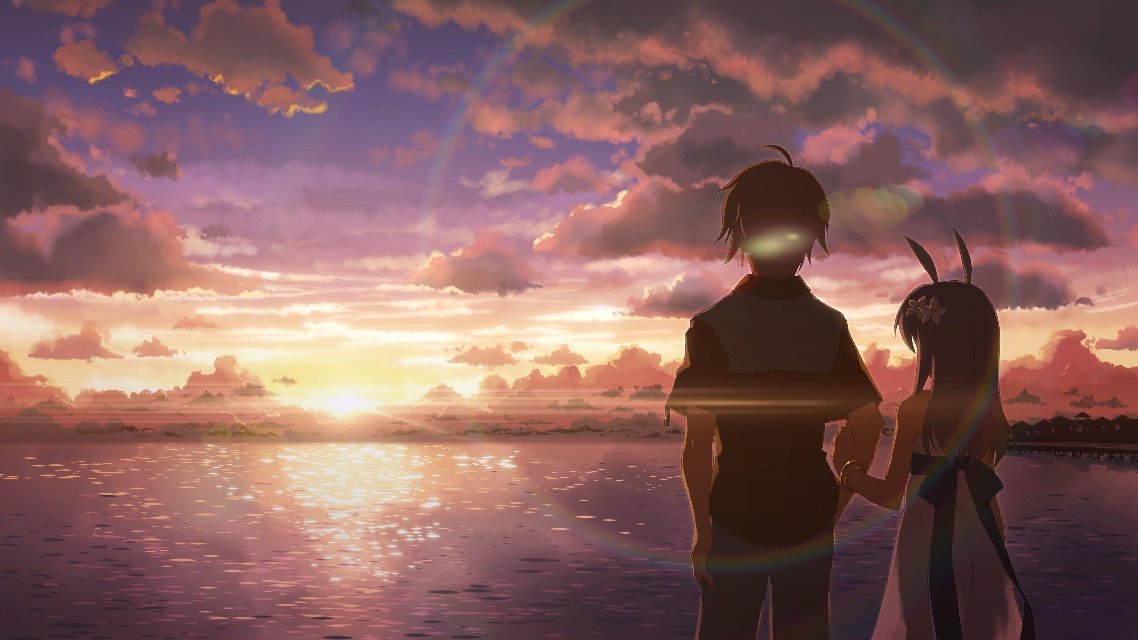anime, DJ Max, Beach, Sunset, People Wallpaper HD / Desktop