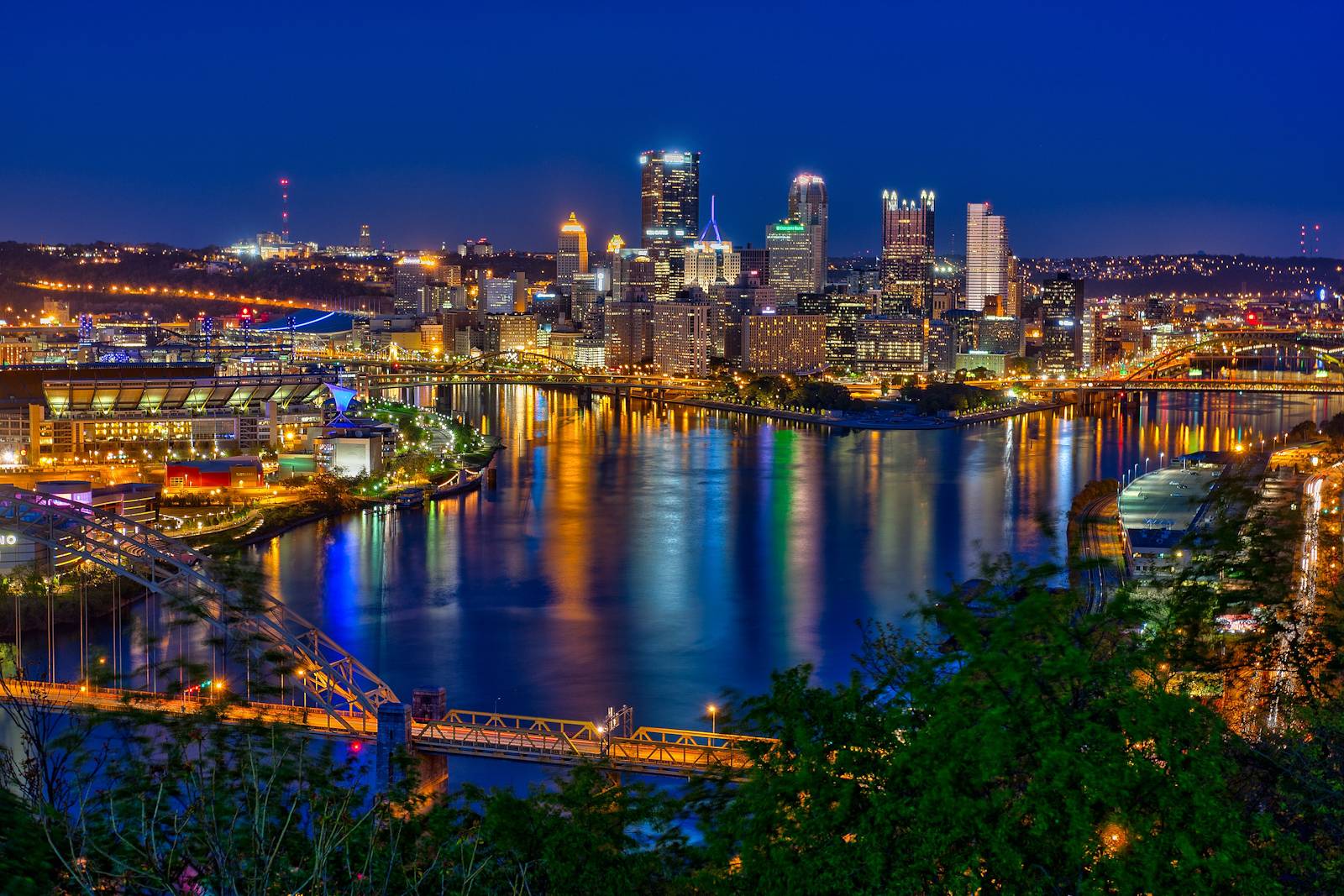 Pittsburgh American city city lights skyline USA Pennsylvania HD  wallpaper  Peakpx