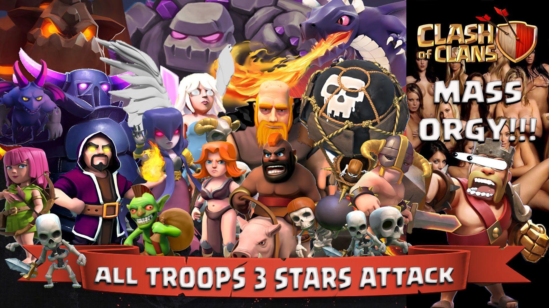 Clash Of Clans: All Troops 3 Stars Attack (Mass Orgy!!!)