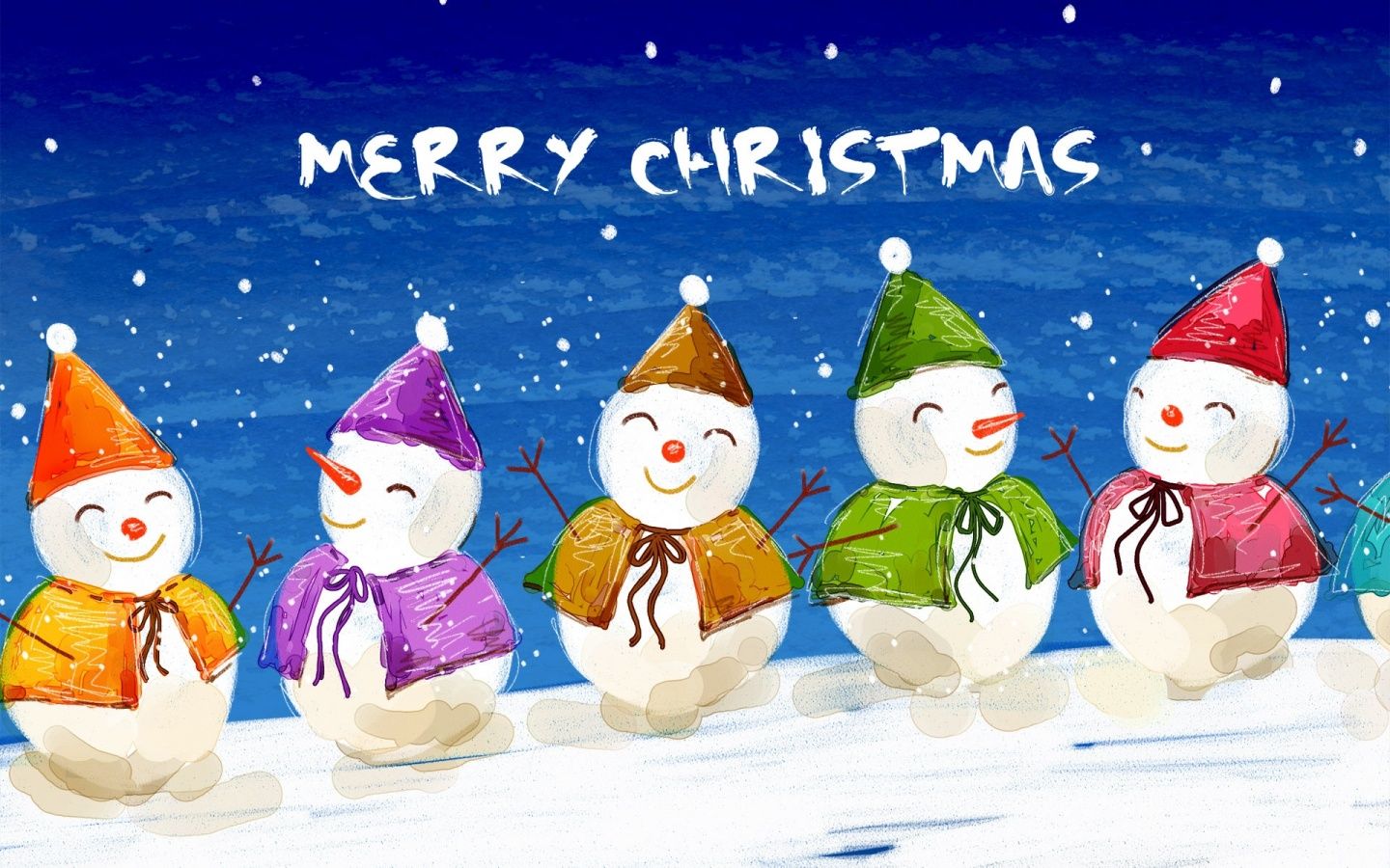 Christmas snowmen desktop PC and Mac wallpaper