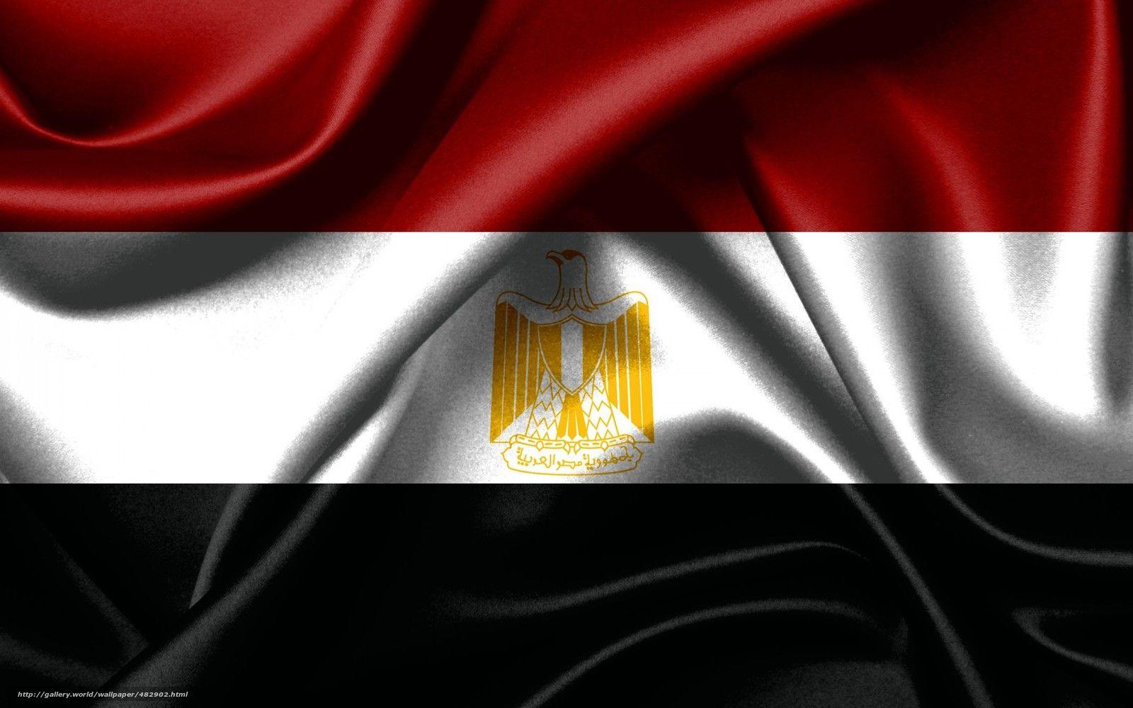 Download wallpaper flag, Egypt, coat of arms free desktop