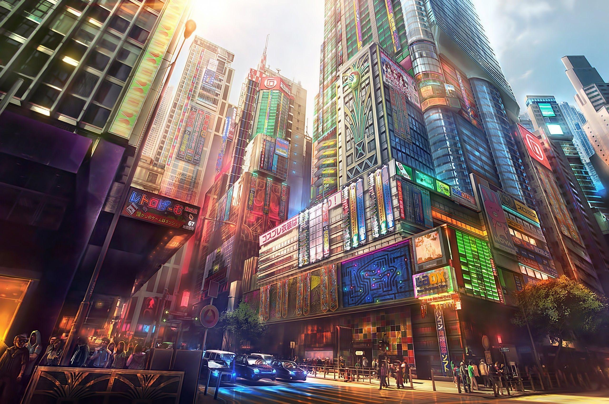 Japan cityscapes futuristic digital art artwork wallpaper
